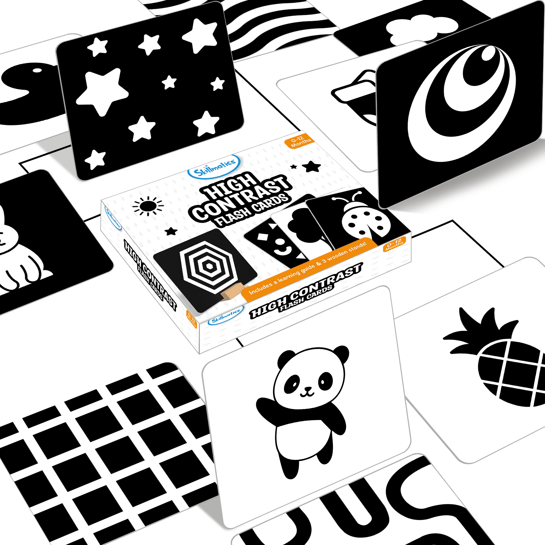 Skillmatics High Contrast Visual Stimulation Flash Cards for Infants (Black and White, 5.1 in x 5.9 in) k6v36