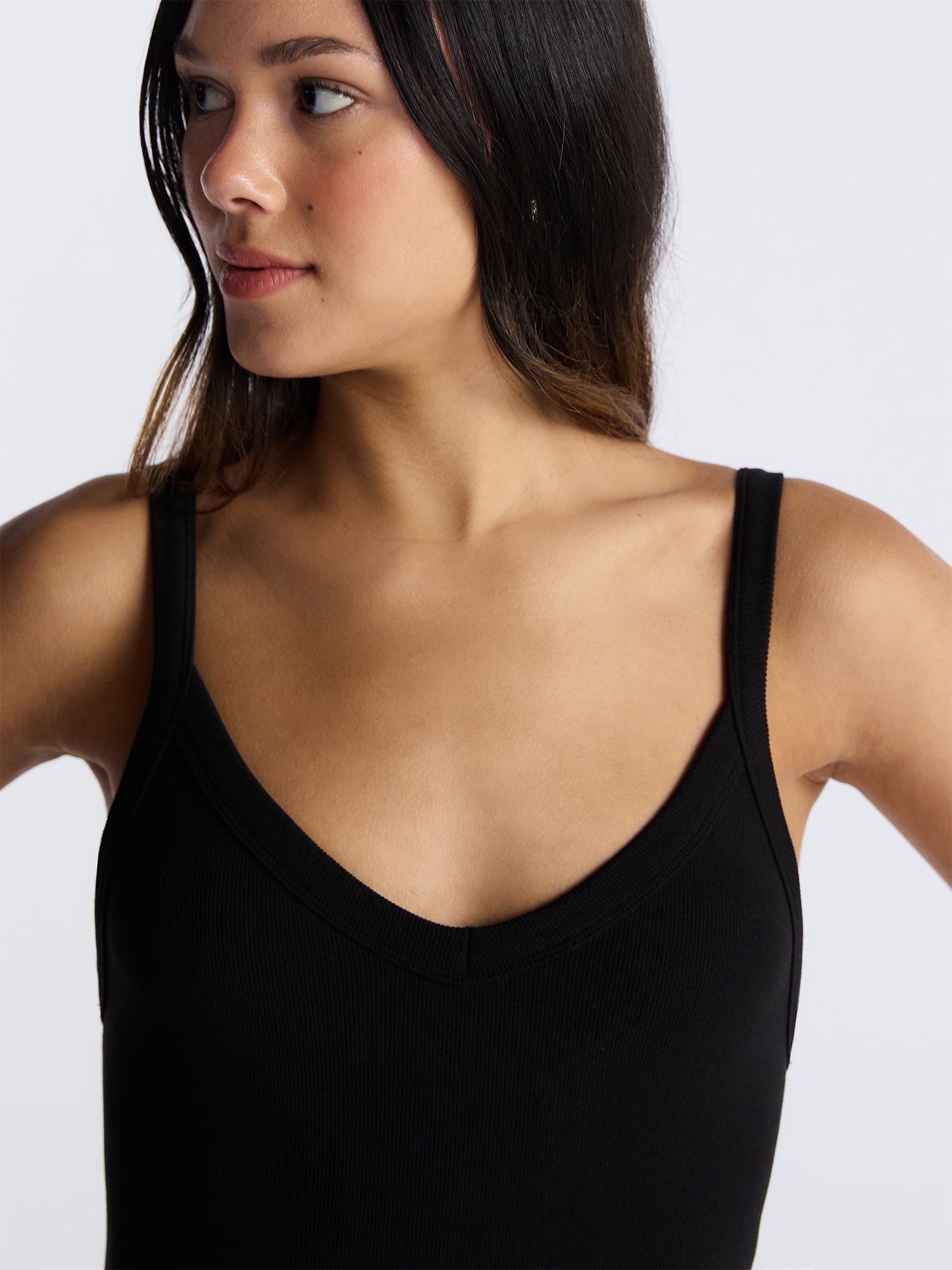 No Boundaries Seamless V Neck Bodysuit (Black, XXS-XXL) mor6n