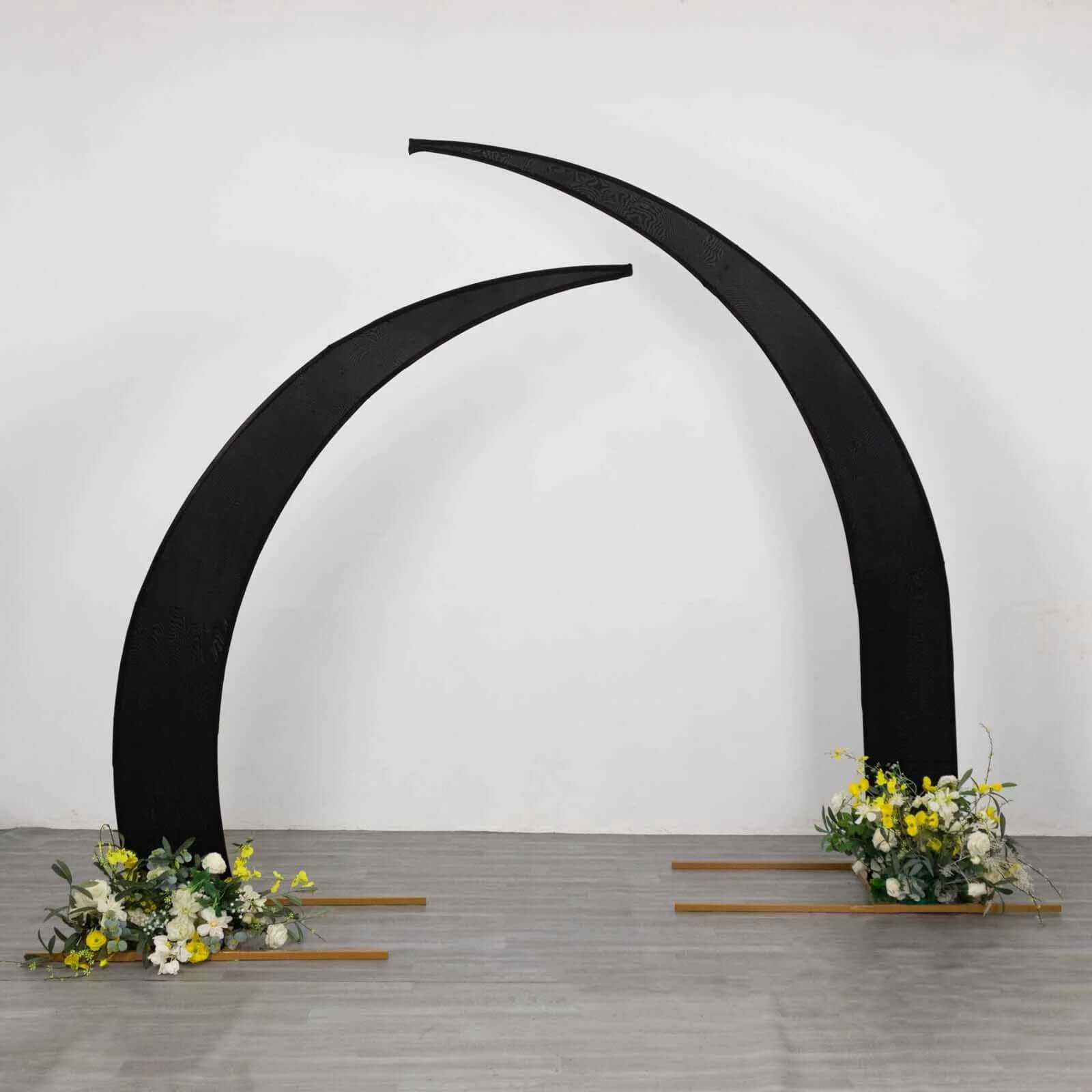 Efavormart Spandex Half Crescent Moon Wedding Arch Covers (Black, Set of 2, 6.5 ft and 8 ft) q4yxh