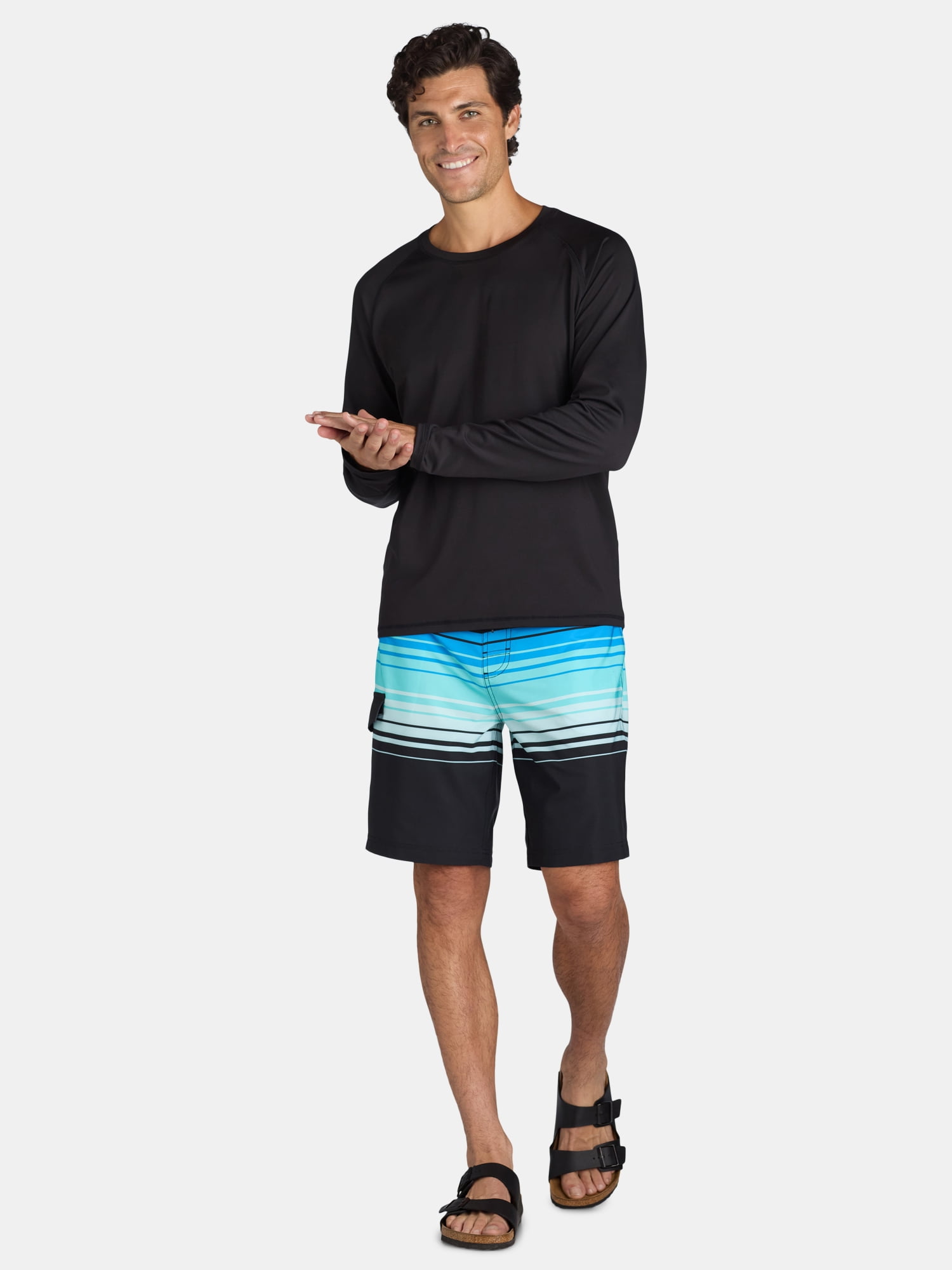 George Men's Long Sleeve Sun Shirt UPF 50+ Performance Athletic Top (Black, S) wvu15