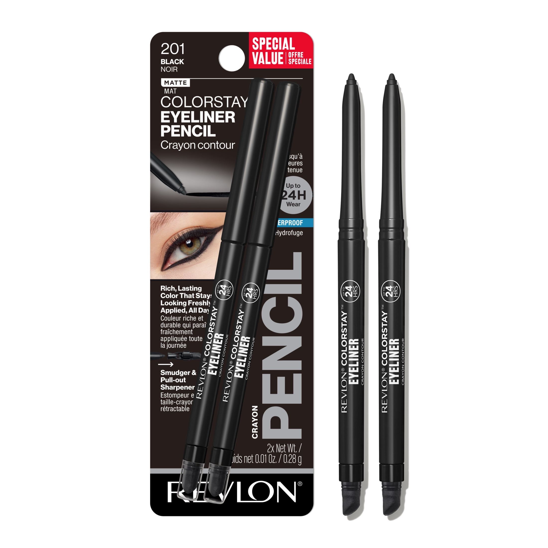 Revlon ColorStay Waterproof Eyeliner Pencil (Black, 2 Pack) ld182