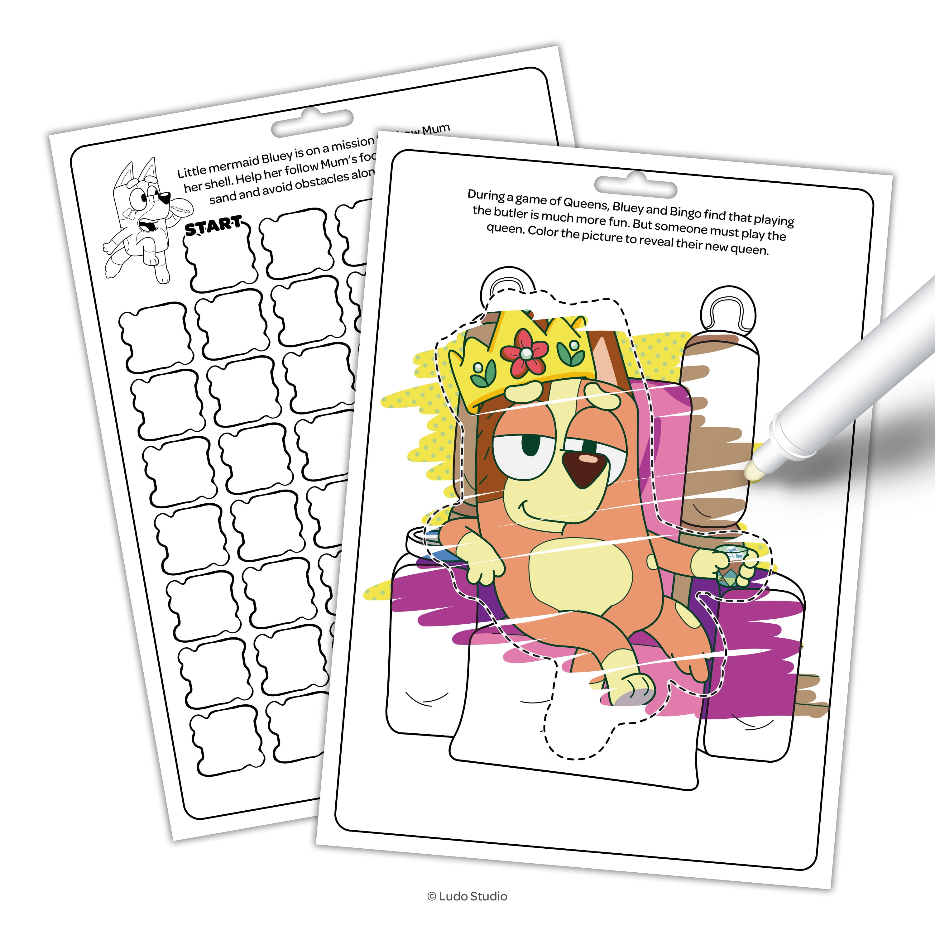 Bluey Imagine Ink Coloring Book Set with Mess-Free Marker (10 Pages) fhwxm