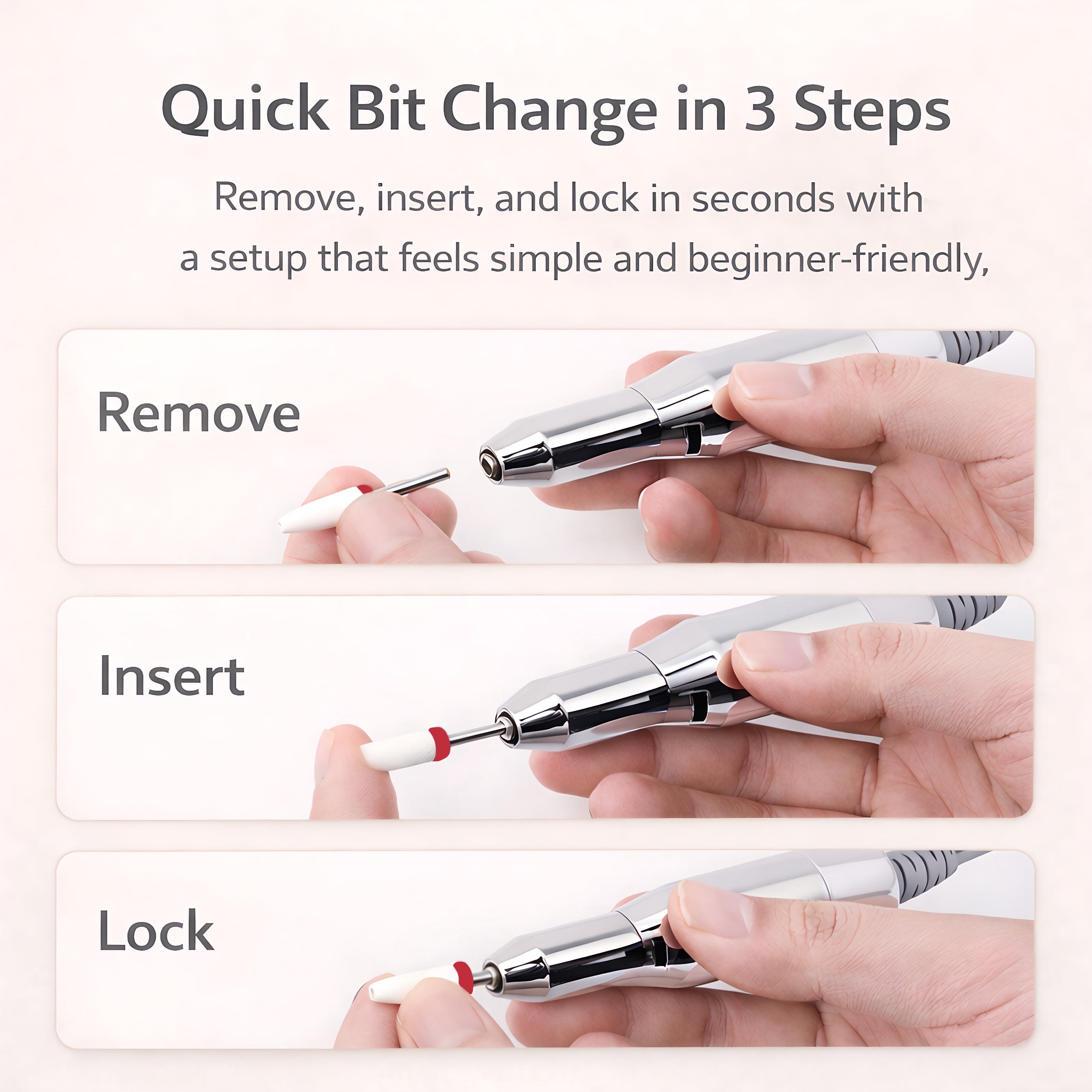 STARBIAO Electric Nail Drill Kit 40000 RPM, Rechargeable Cordless E-File for Acrylic and Gel Nails (White, 1 Kit) bmanj