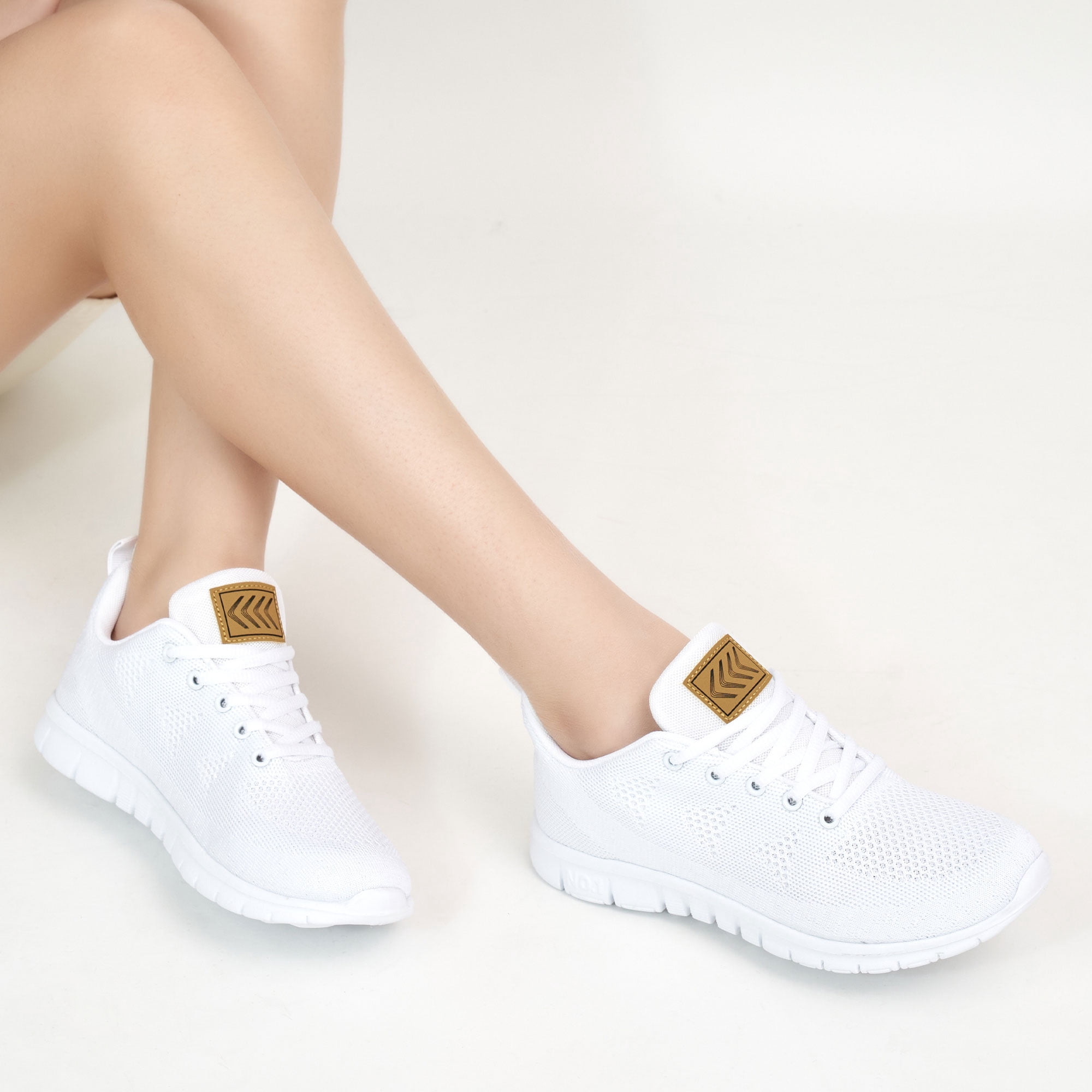 Ecetana Women Running Shoes Breathable Casual Sneakers Lightweight Walking Tennis Shoes (White, 8 US) vymno