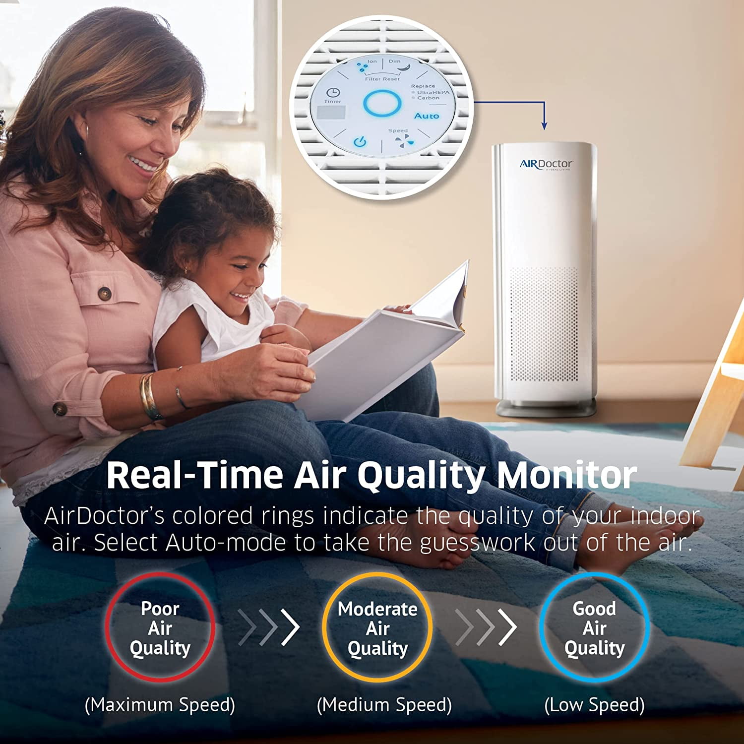 AirDoctor AD1000 HEPA Air Purifier with Ultra HEPA Filtration (Black, 285 sq ft) o1w51