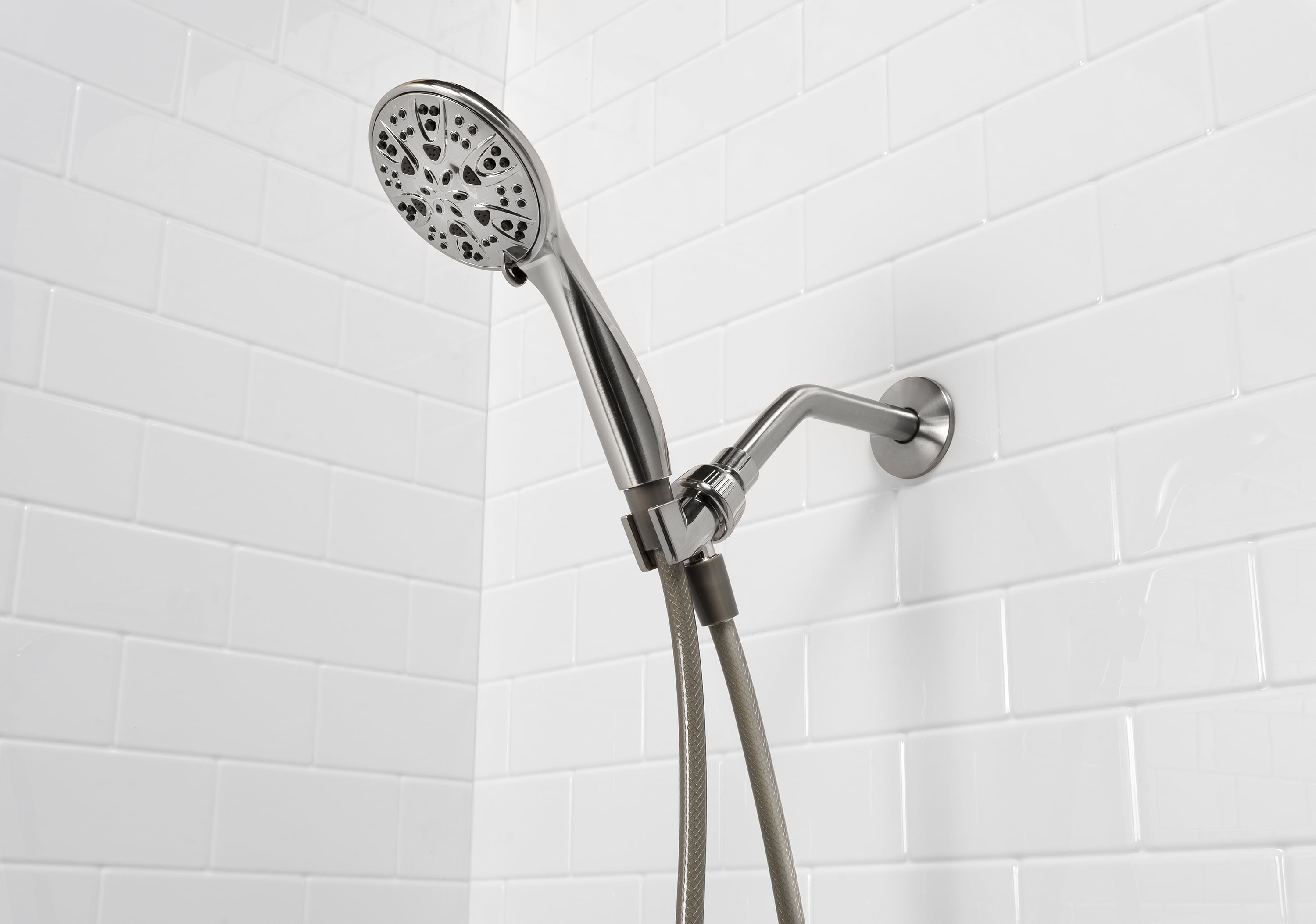 Mainstays 5-Spray Handheld Shower Head with 60 in. Hose (Brushed Nickel, 1.8 GPM) w4blf