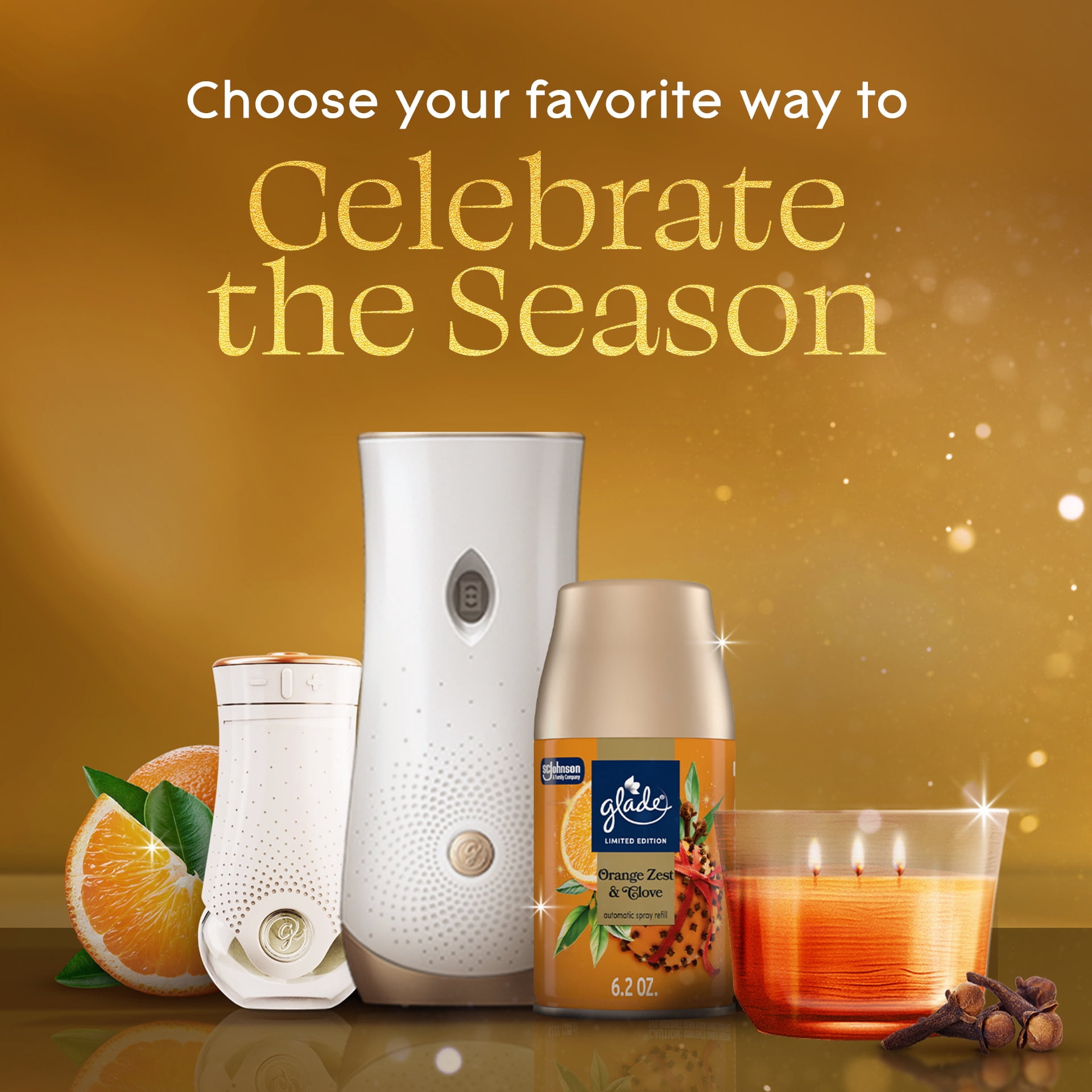 Glade Automatic Spray Air Freshener Refill, Orange Zest & Clove Scent, Long-Lasting Fragrance (Orange, 12.4 oz, 2 Pack) gmezr