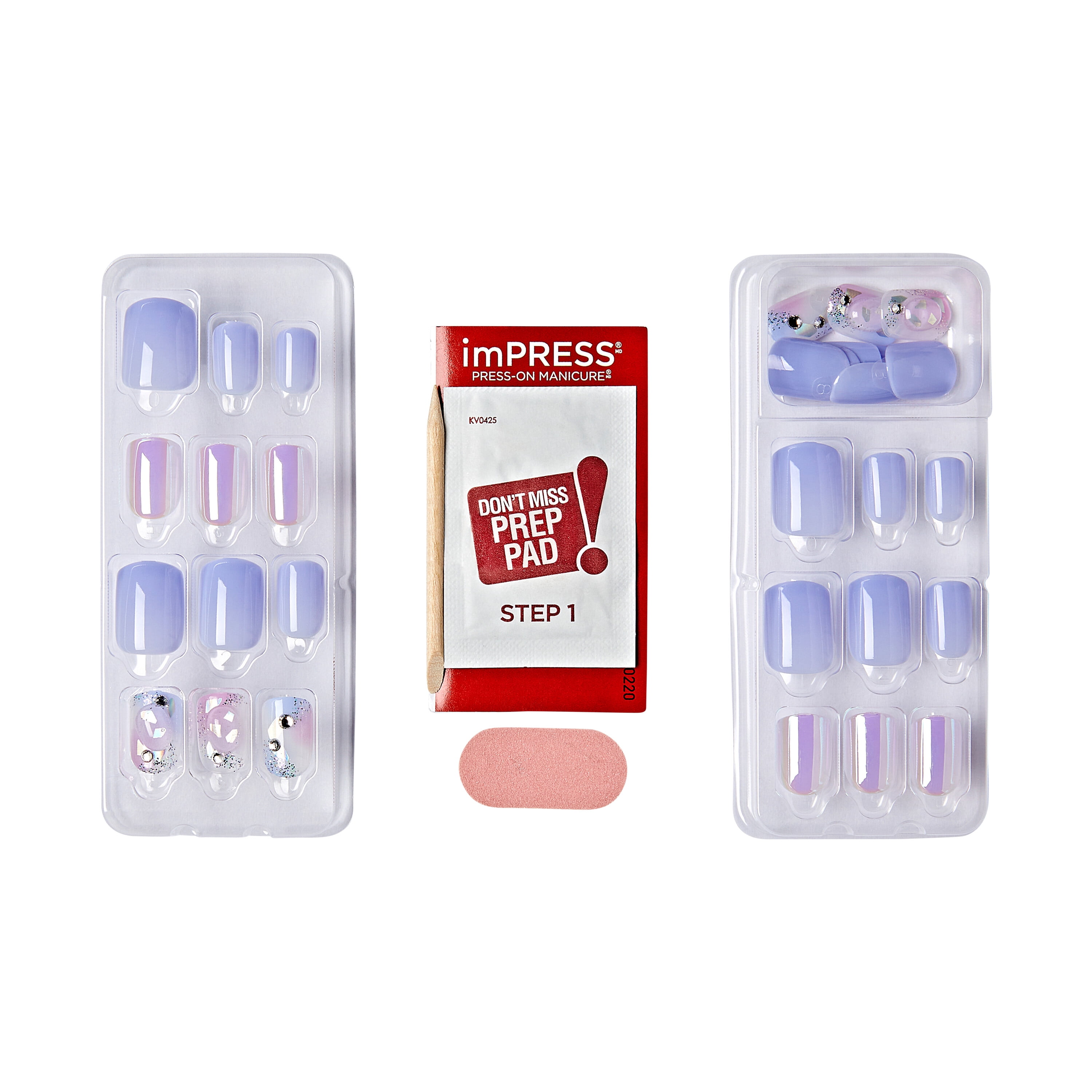 KISS imPRESS Premium Press-on Nails, Short Square Shape, Glossy Blue (30 Pieces) 0bb2b