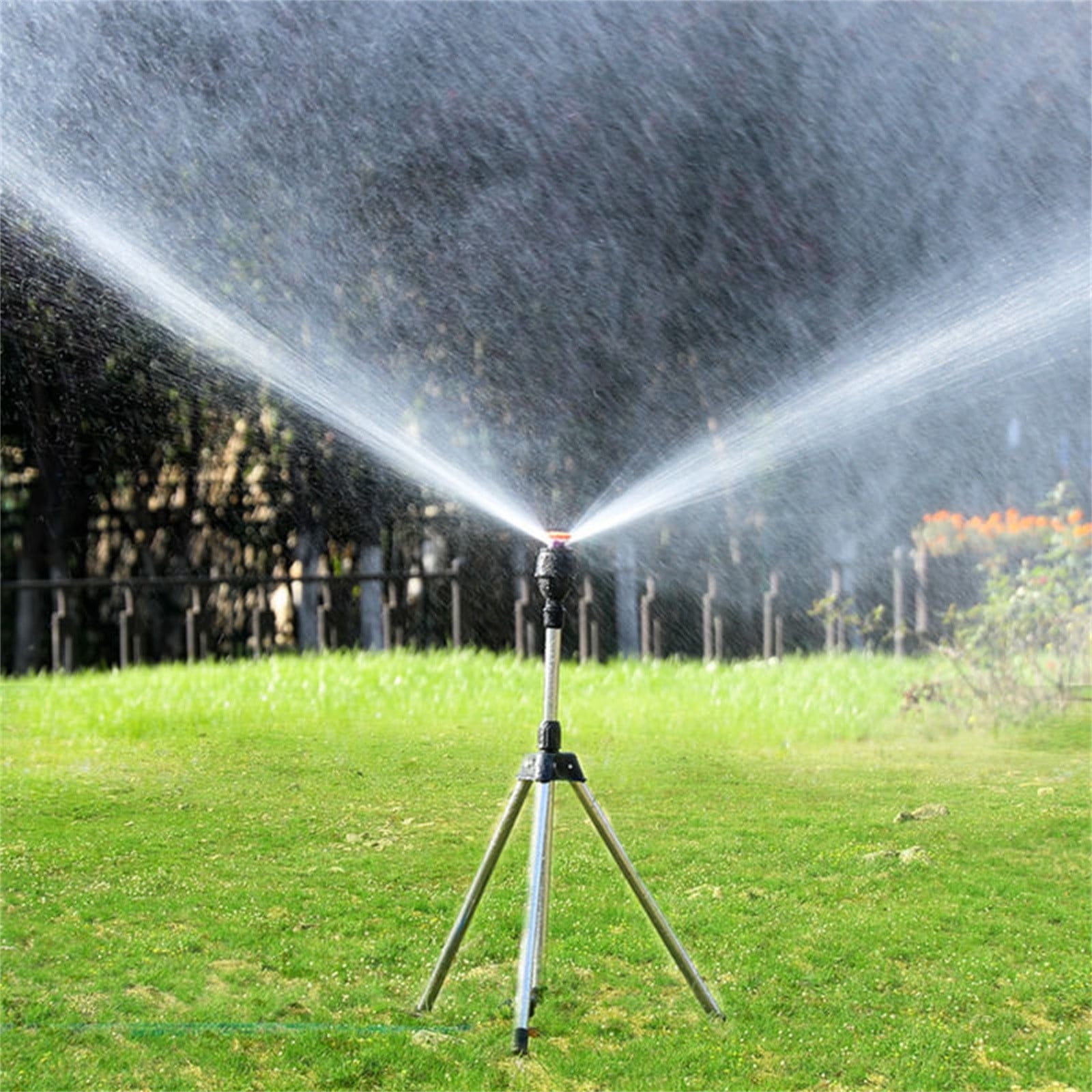 JJBNSH Rotating Tripod Sprinkler System, 360 Degree Automatic Rotary Irrigation Stand with Telescopic Support (Stainless Steel, 1 Pack) tj8b8