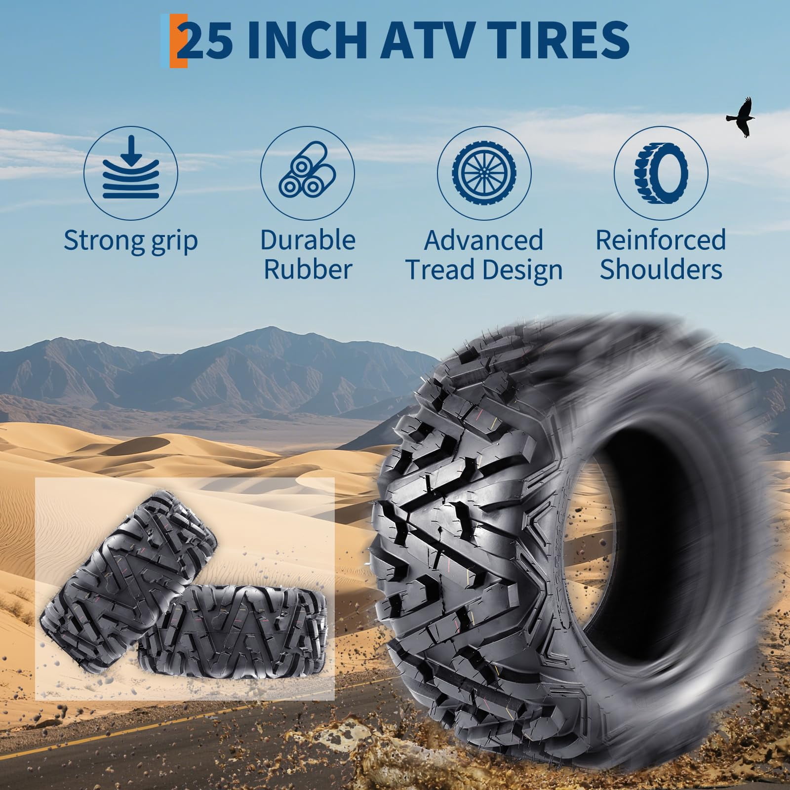 GARVEE ATV UTV Tires 4-Pack All-Terrain Deep Tread (25x8-12 & 25x10-12, 6PR) bqde8