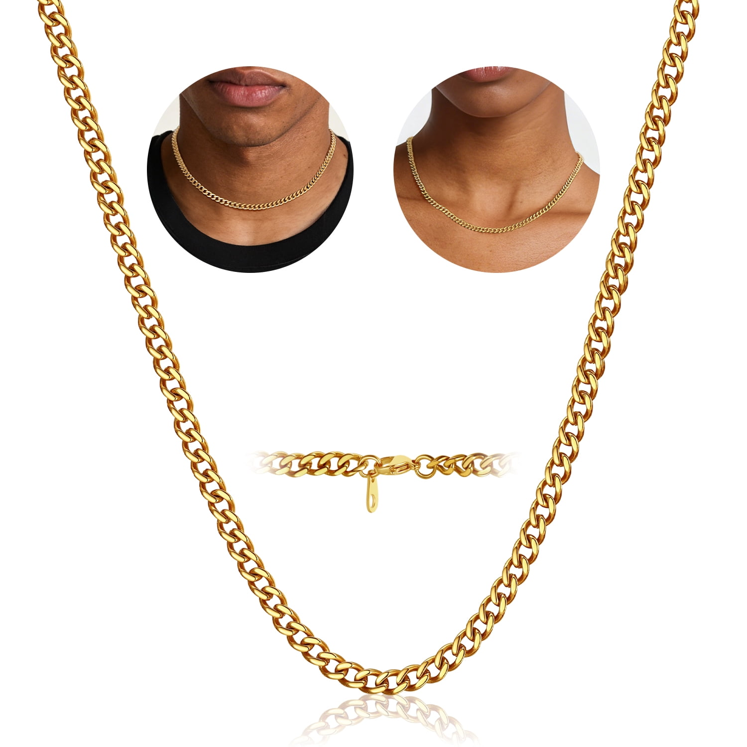 FindChic Cuban Link Chain Necklace for Men and Women (Gold, 14 in) zrgz0