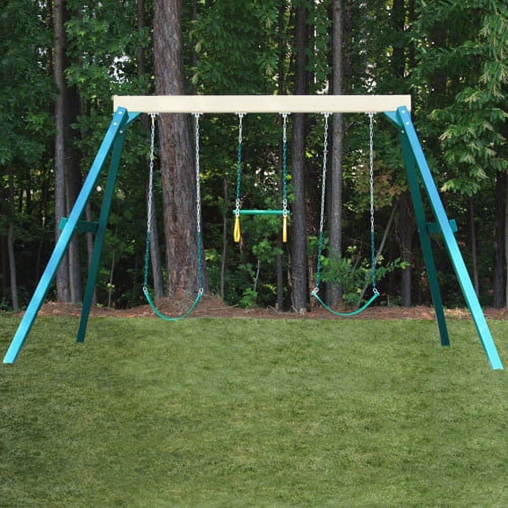 KidWise Congo Swing Central 3-Position Outdoor Playground Set (Green, 144 in W x 84 in H) u6ppz