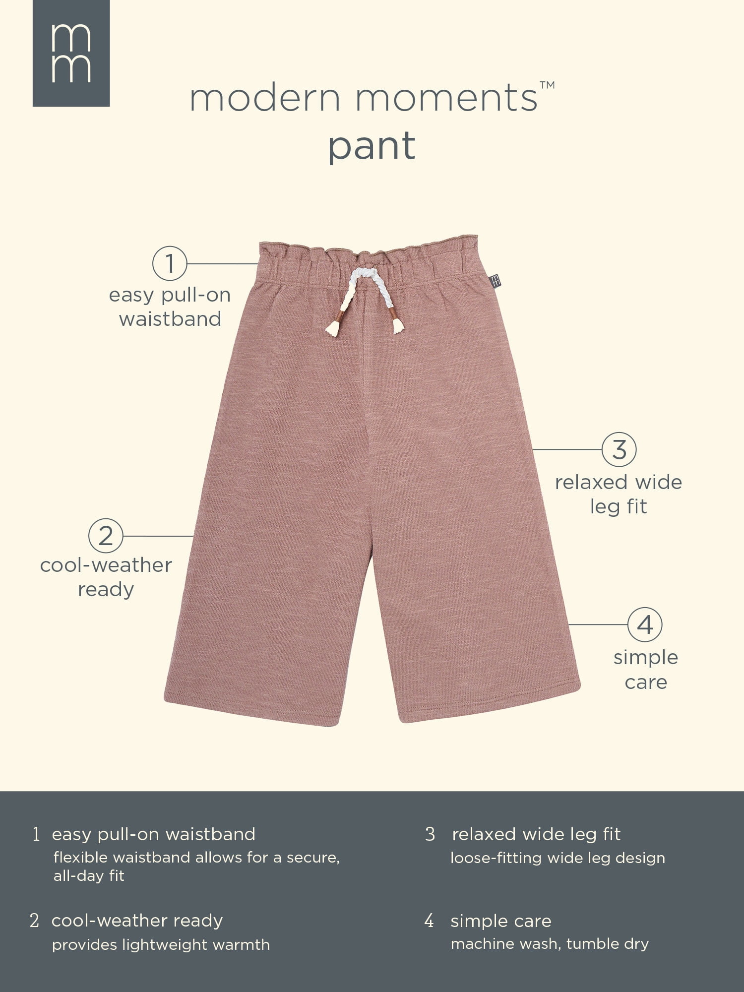 Modern Moments by Gerber Toddler Girl Paperbag Waist Wide Leg Pants (Grey, 5T) kqrq8
