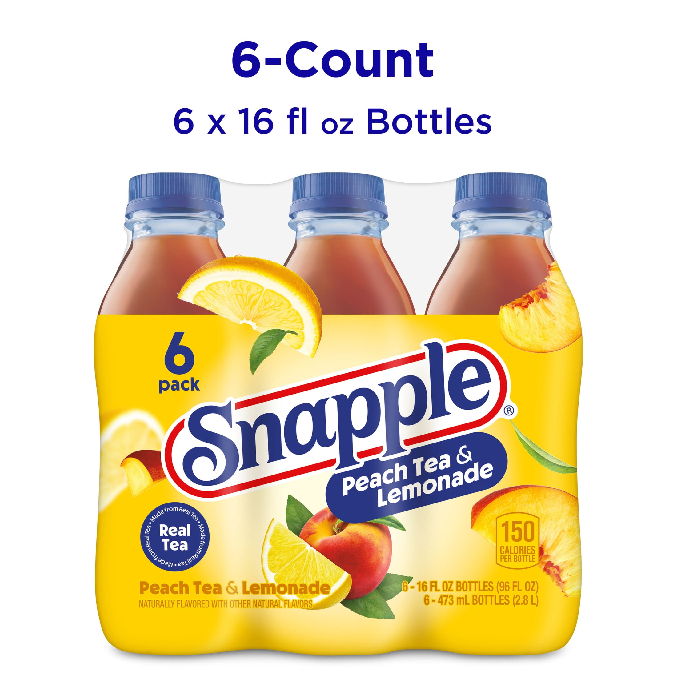 Snapple Peach Tea and Lemonade Refreshing Fruit Drink (6 Pack, 16 fl oz) py8of