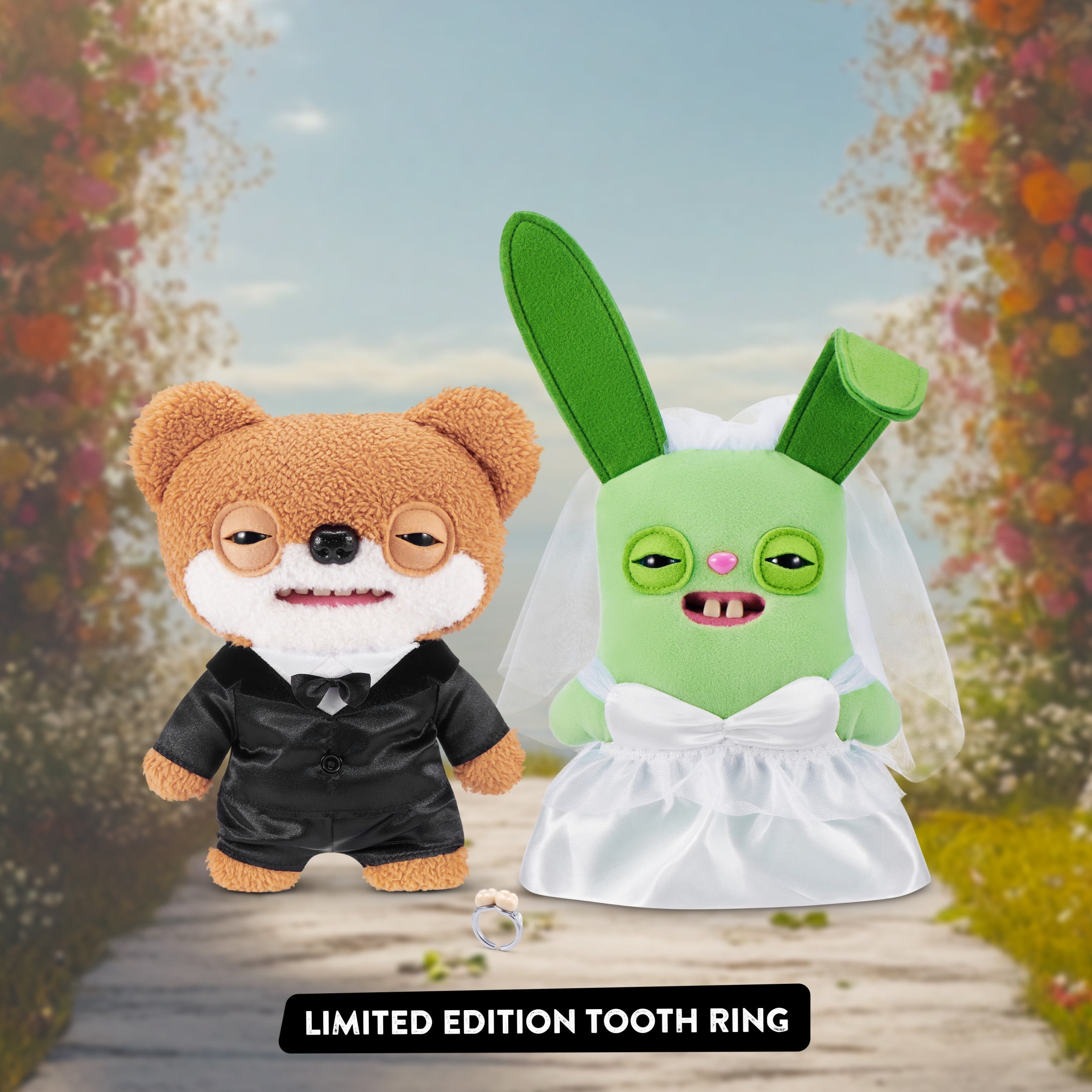 Fuggler Wedding Fuggs Plush Toy Set, Funny Ugly Monster Stuffed Animals (2-Pack, 9 in) bgynh