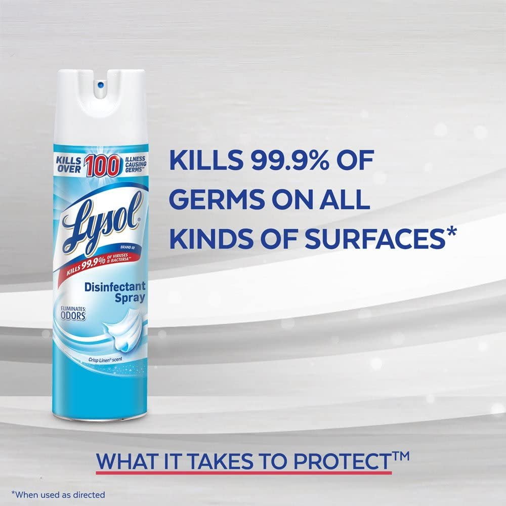 Lysol Disinfectant Spray, Crisp Linen Scent, Multi-Surface Sanitizer (19 oz, 2 Pack) rvuv1
