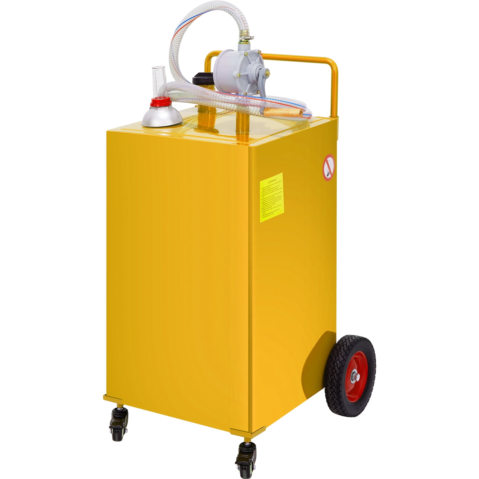 SKYSHALO 35 Gallon Portable Fuel Caddy with Rotary Pump and 4 Wheels (Yellow, 35 Gallon) jftmz