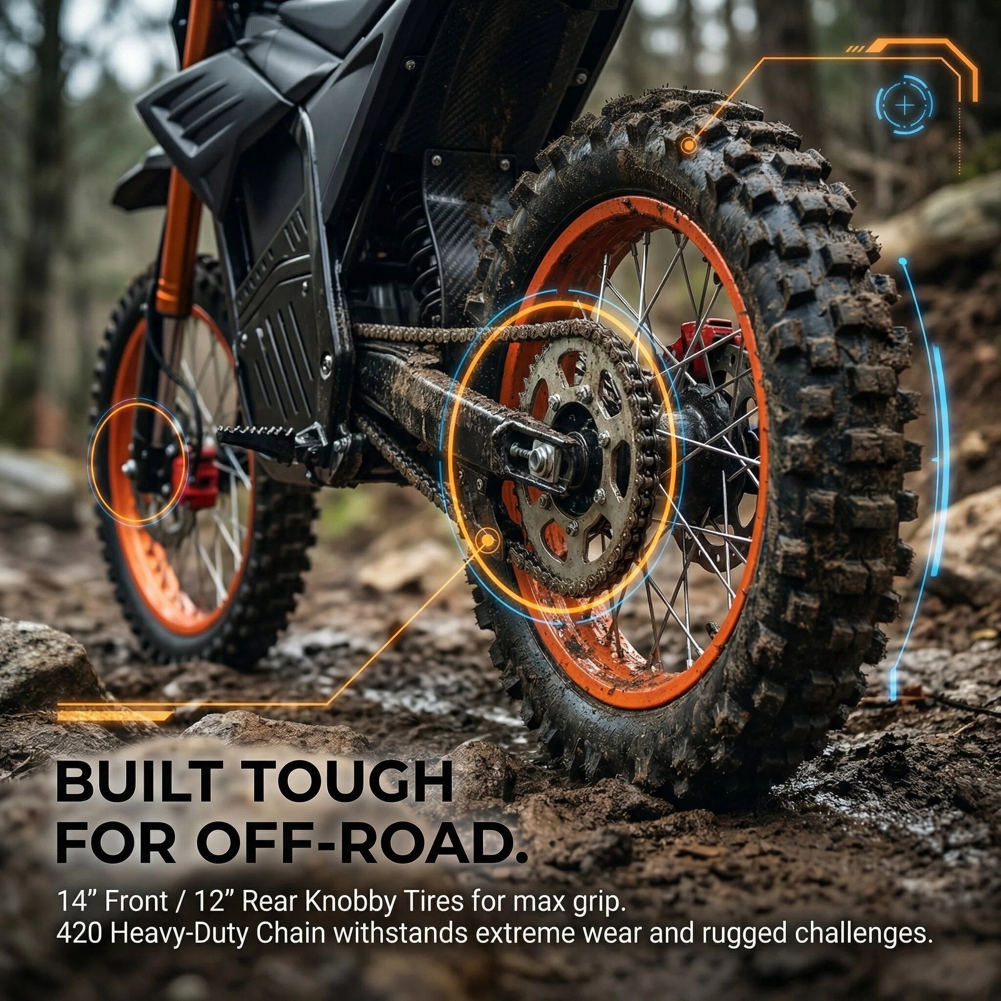 JVV V7 Electric Dirt Bike, High-Performance 3000W Mid-Drive Motor, Off-Road Trail Riding (Black, 48V 20.8Ah Battery) d7c4j
