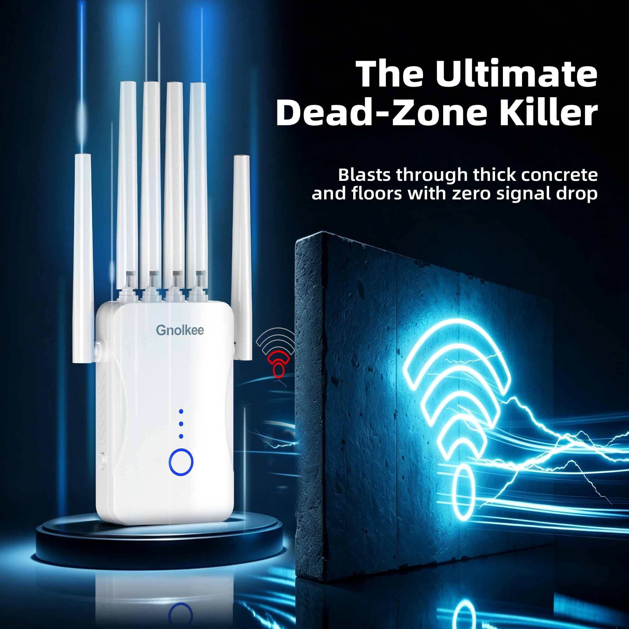 Gonlkee AC1800 WiFi Range Extender Signal Booster, Dual-Band Wireless Internet Repeater with Ethernet Port (White) ruefm