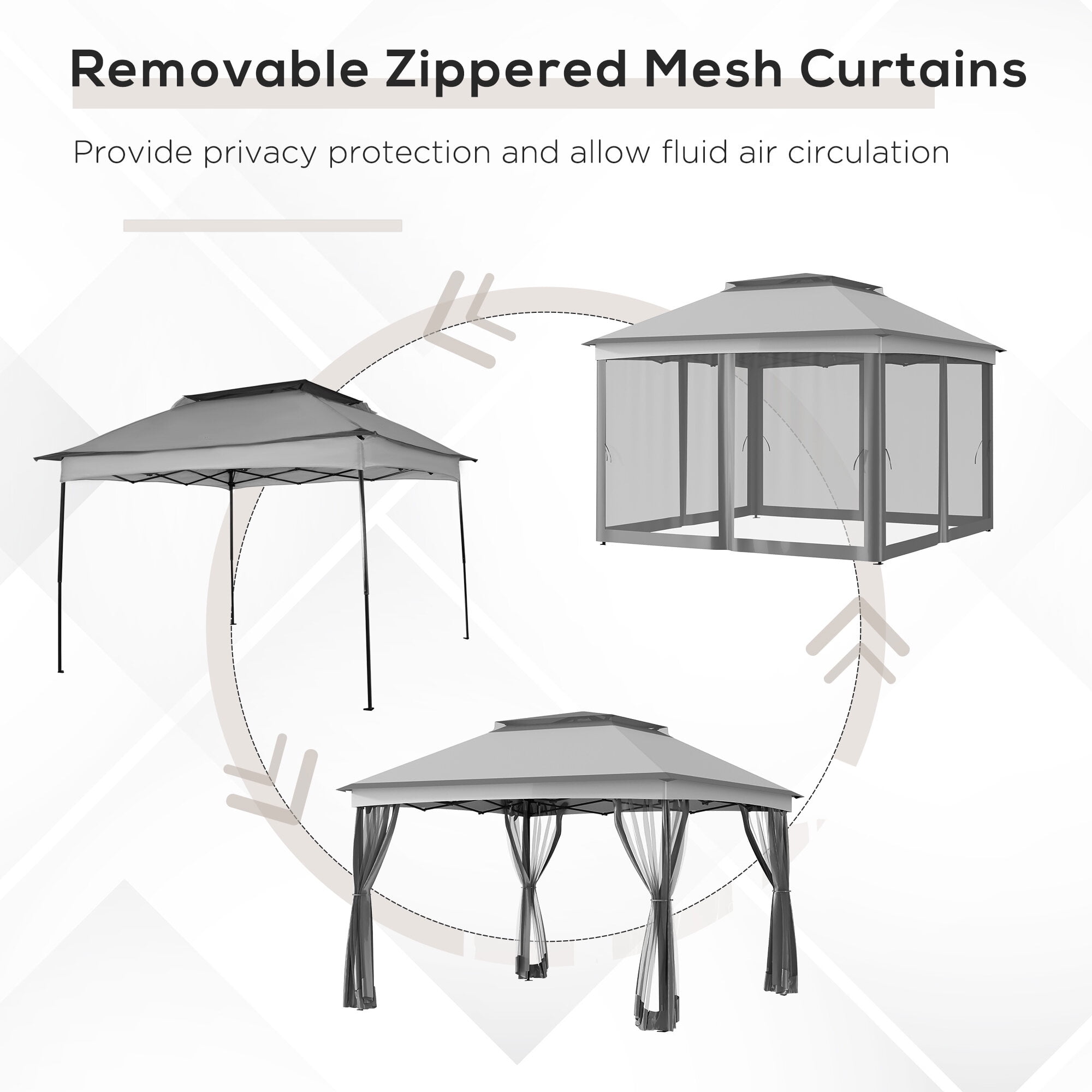 ZHISHENG Pop Up Canopy Tent, Outdoor Patio Gazebo Shelter with Removable Netting (Light Gray, 11 ft x 11 ft) v9hcn