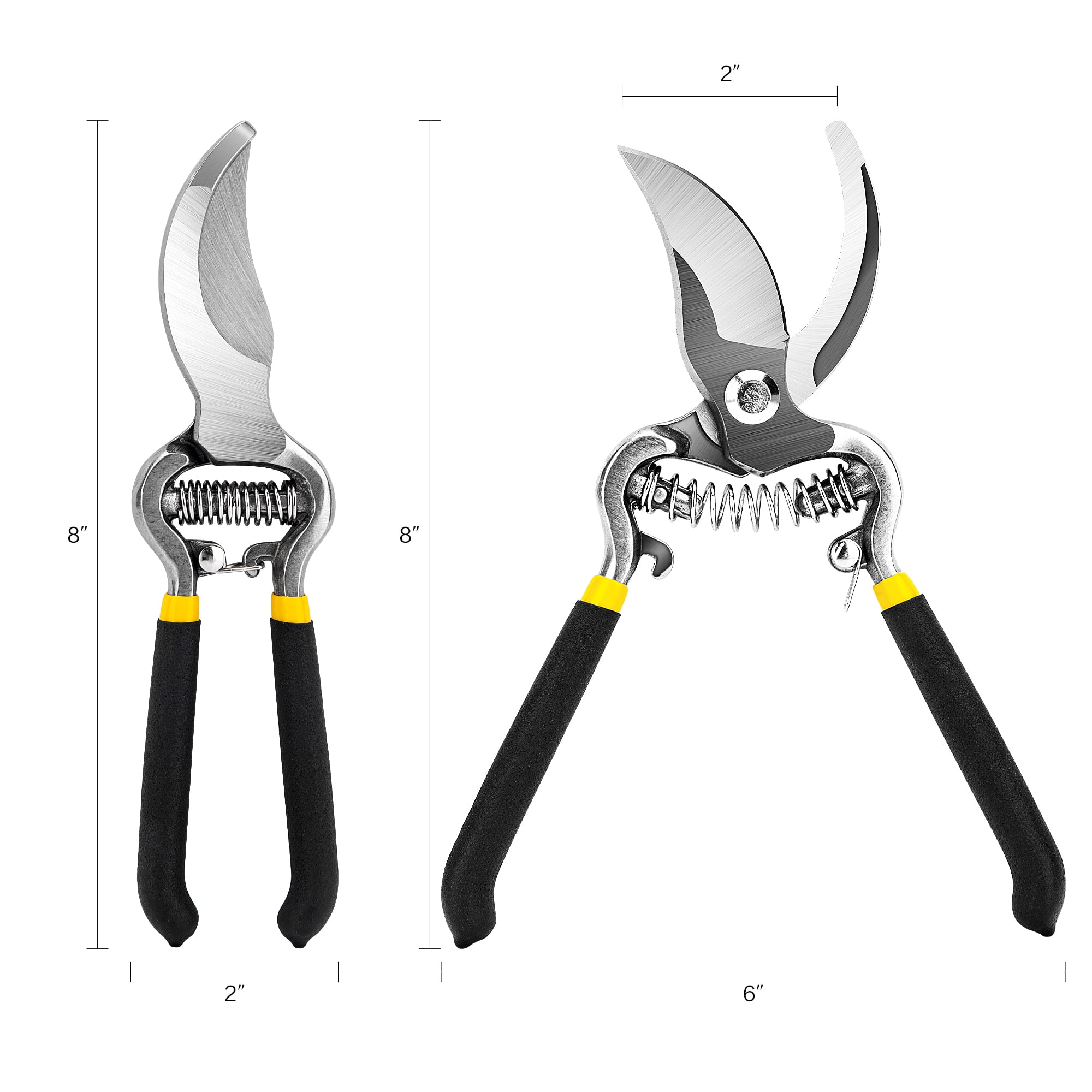 Deli Bypass Pruning Shears, Ergonomic Gardening Clippers for Plants and Flowers (Black, 8 in) fff97