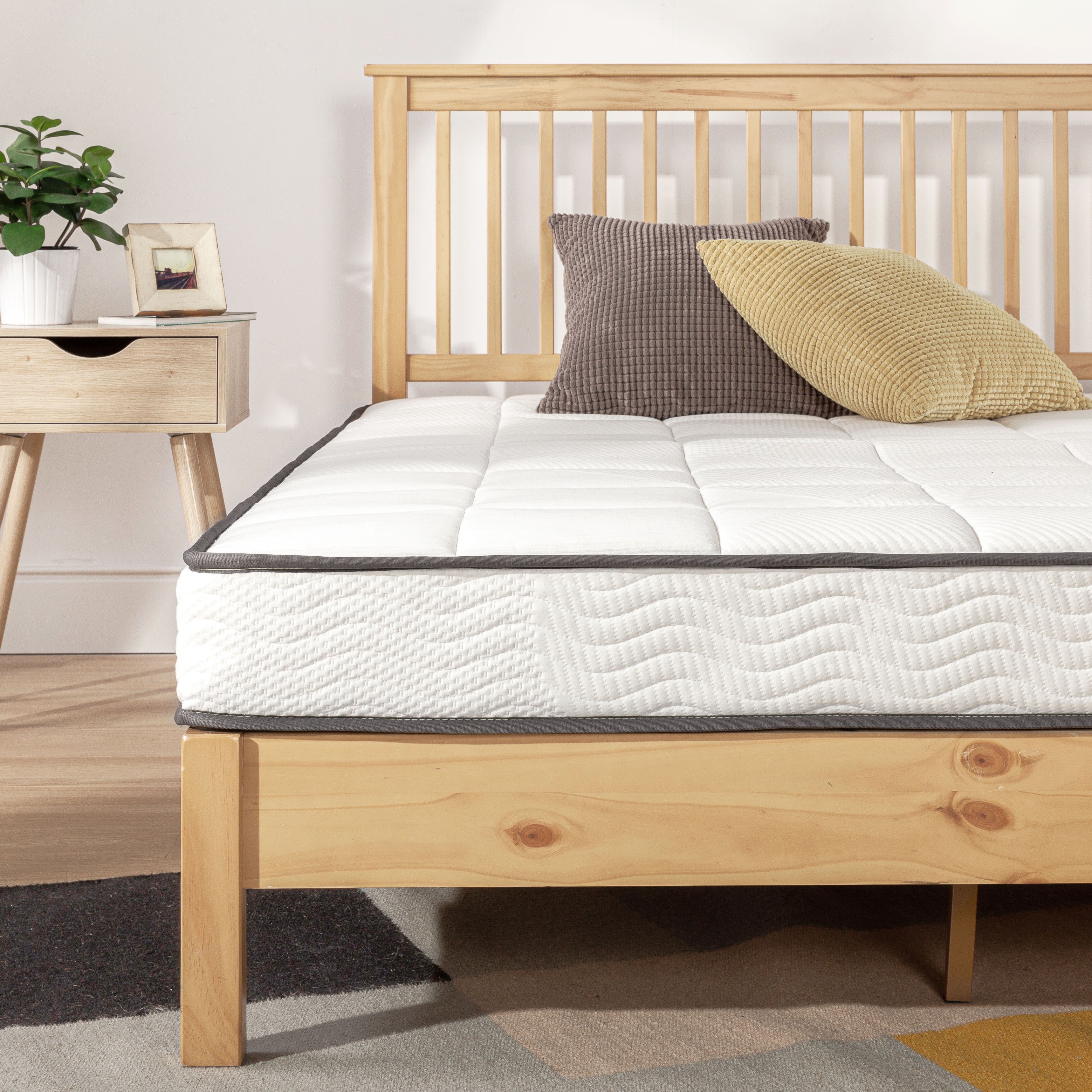 Mellow Classic Bonnell Spring Mattress with Comfort Foam Top (White, King, 6 in) 6zg05