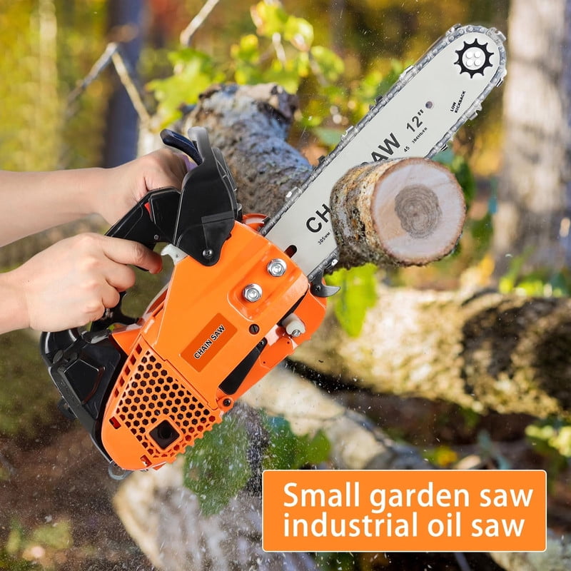 YNCE 25.4CC Gas Chainsaw, 12 Inch Power Chain Saw, 2-Cycle Gasoline Powered Garden Tool for Tree Cutting and Woodworking (12 in) eh4go