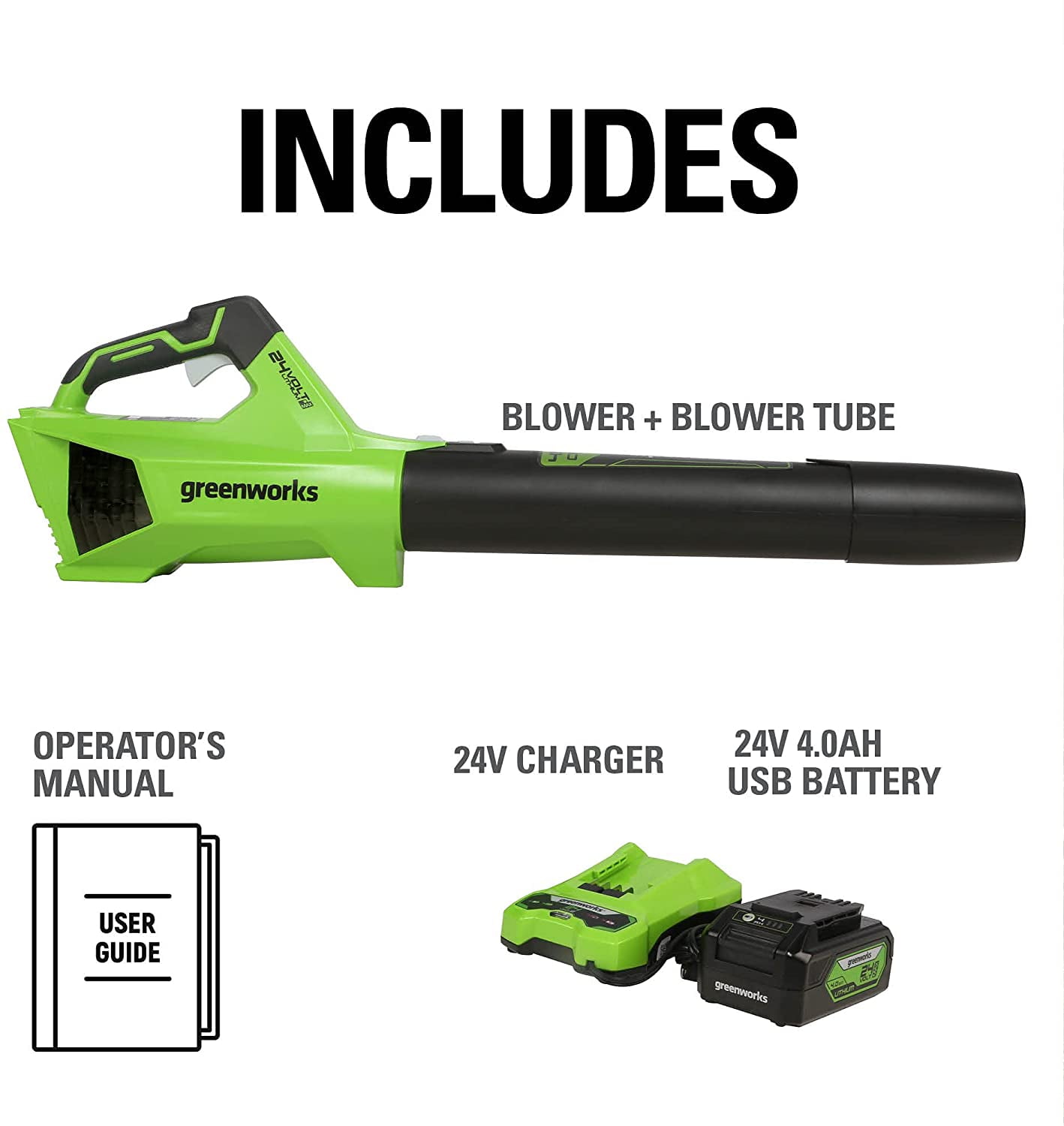 Greenworks Brushless Cordless Leaf Blower Kit with Battery and Charger (Green, 450 CFM) mq1vm