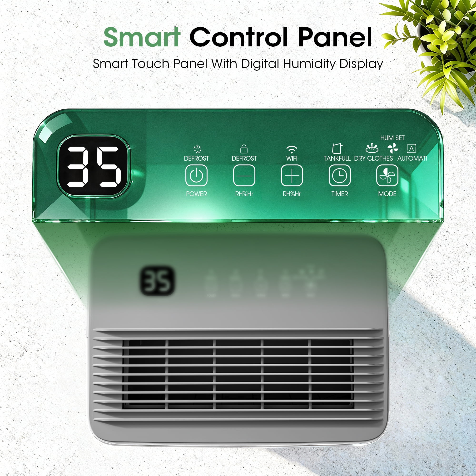 Patiosunny Smart Dehumidifier with WiFi App Control and Continuous Drain Hose (35 Pints per Day) p10r4