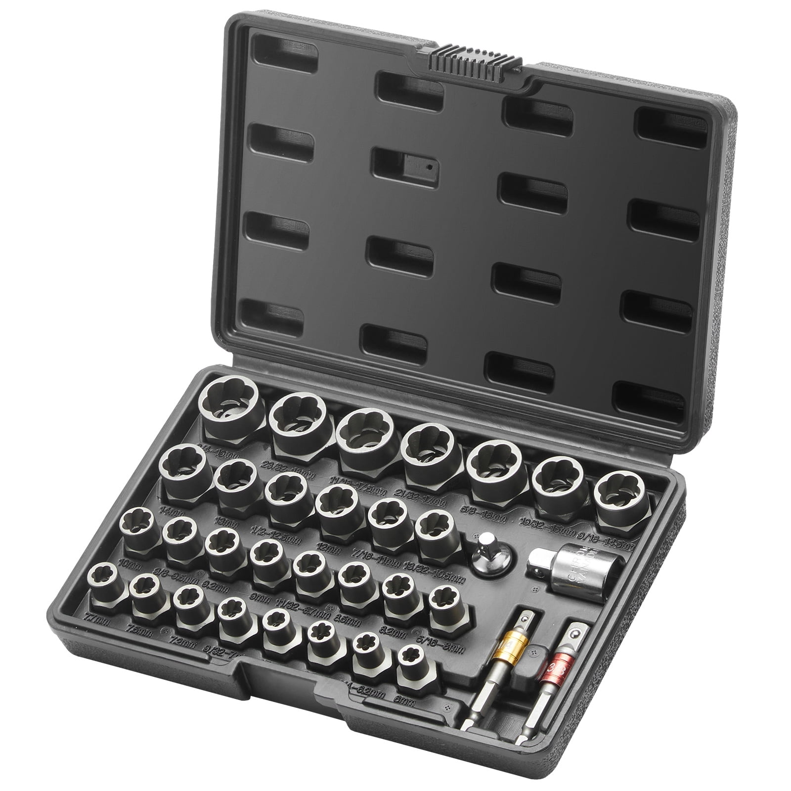 BENTISM Bolt Extractor Socket Wrench Set, Heavy-Duty Damaged Nut Remover Tool Kit (Gold, 29 Pieces) k3svn