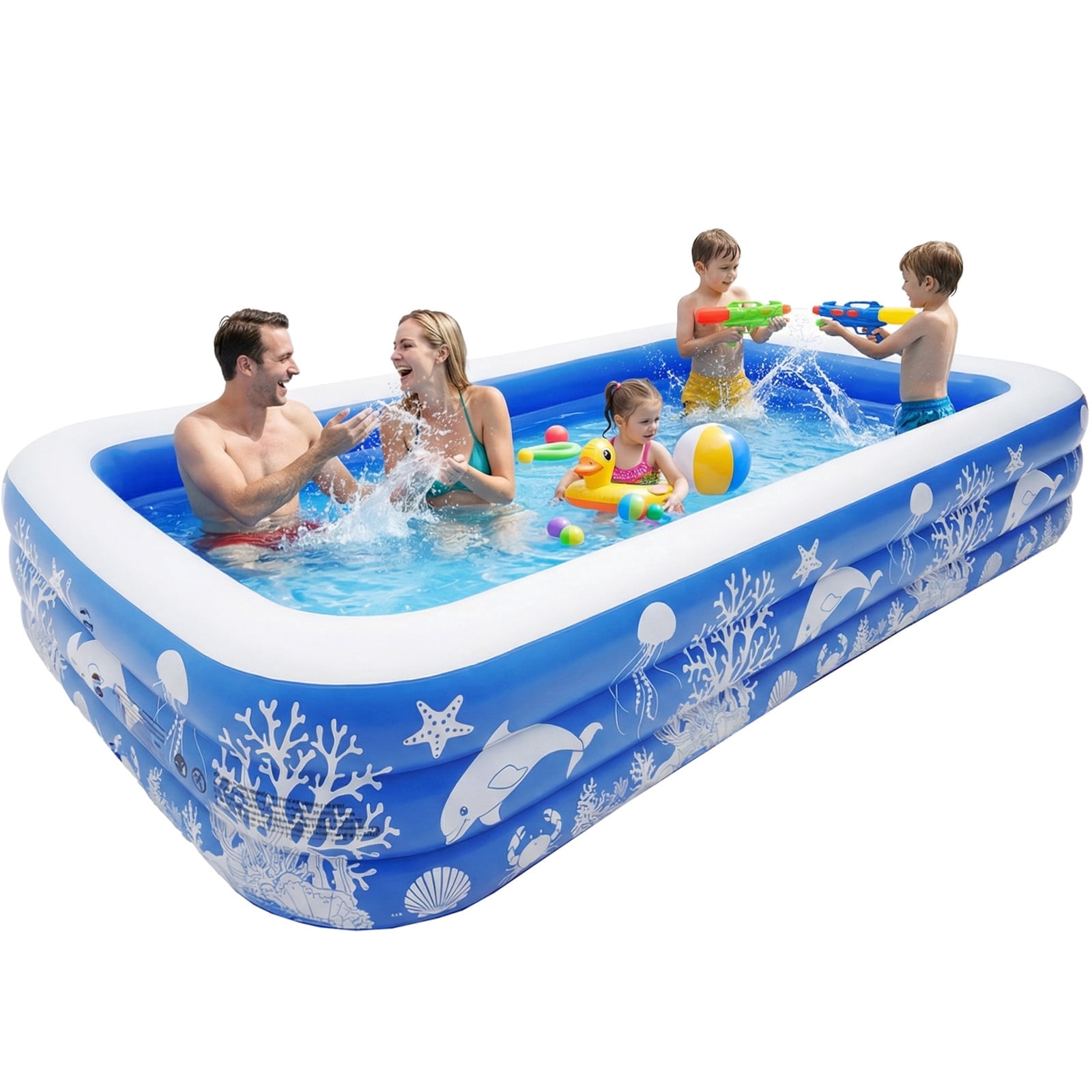 TASKBAY Inflatable Family Swimming Pool, Oversized Thickened Outdoor Kiddie Pool (Blue, 120 in x 67 in x 22 in) dw16a