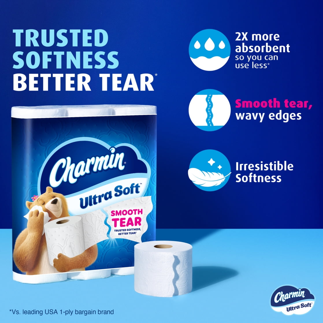 Charmin Ultra Soft Toilet Paper (White, 4 Mega Rolls) mtmhb