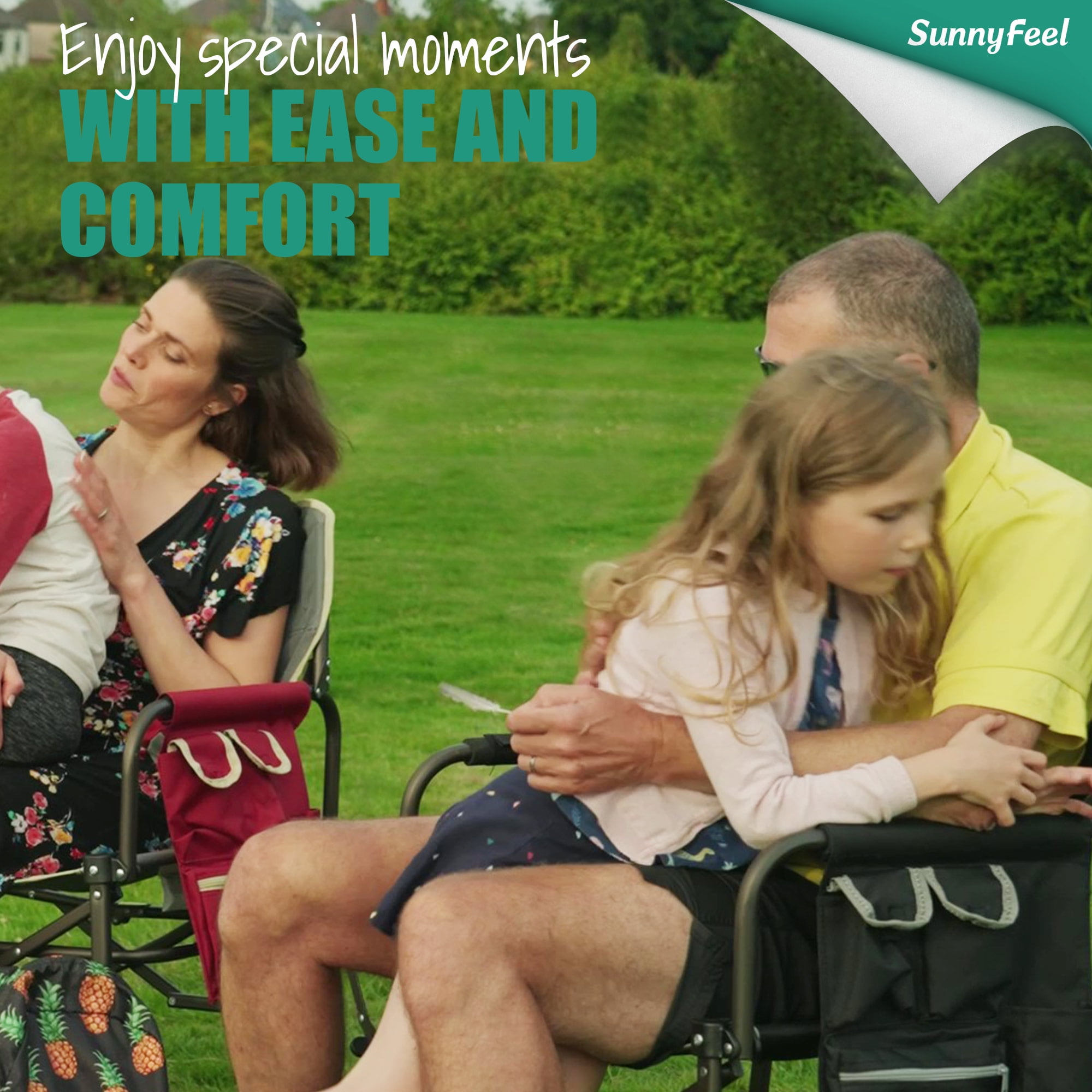 Sunnyfeel Heavy Duty Oversized Portable Folding Director Chair with Side Table and Storage Pockets (Black, 21 in x 25 in x 36 in) msdak