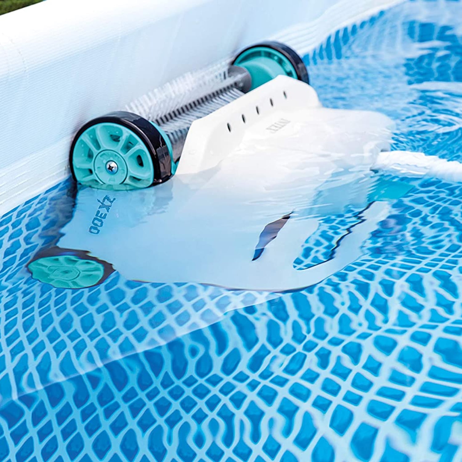 Intex Prism Frame Above Ground Swimming Pool with Automatic Robot Vacuum (Gray, 12 ft x 30 in) uphsx