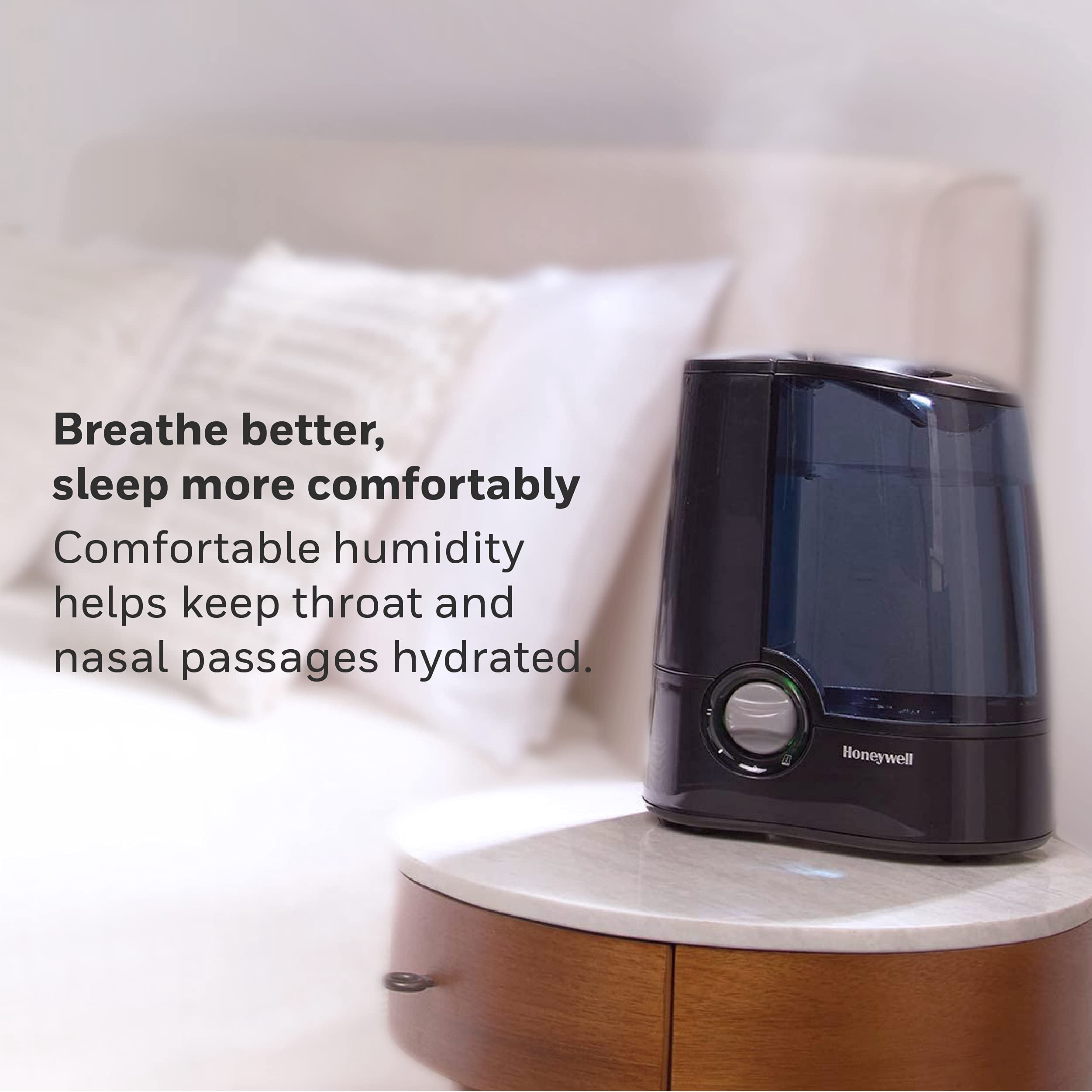 Honeywell Warm Mist Humidifier HWM705B (Filter Free, Quiet Operation, Black, 1 gal) 19mmj