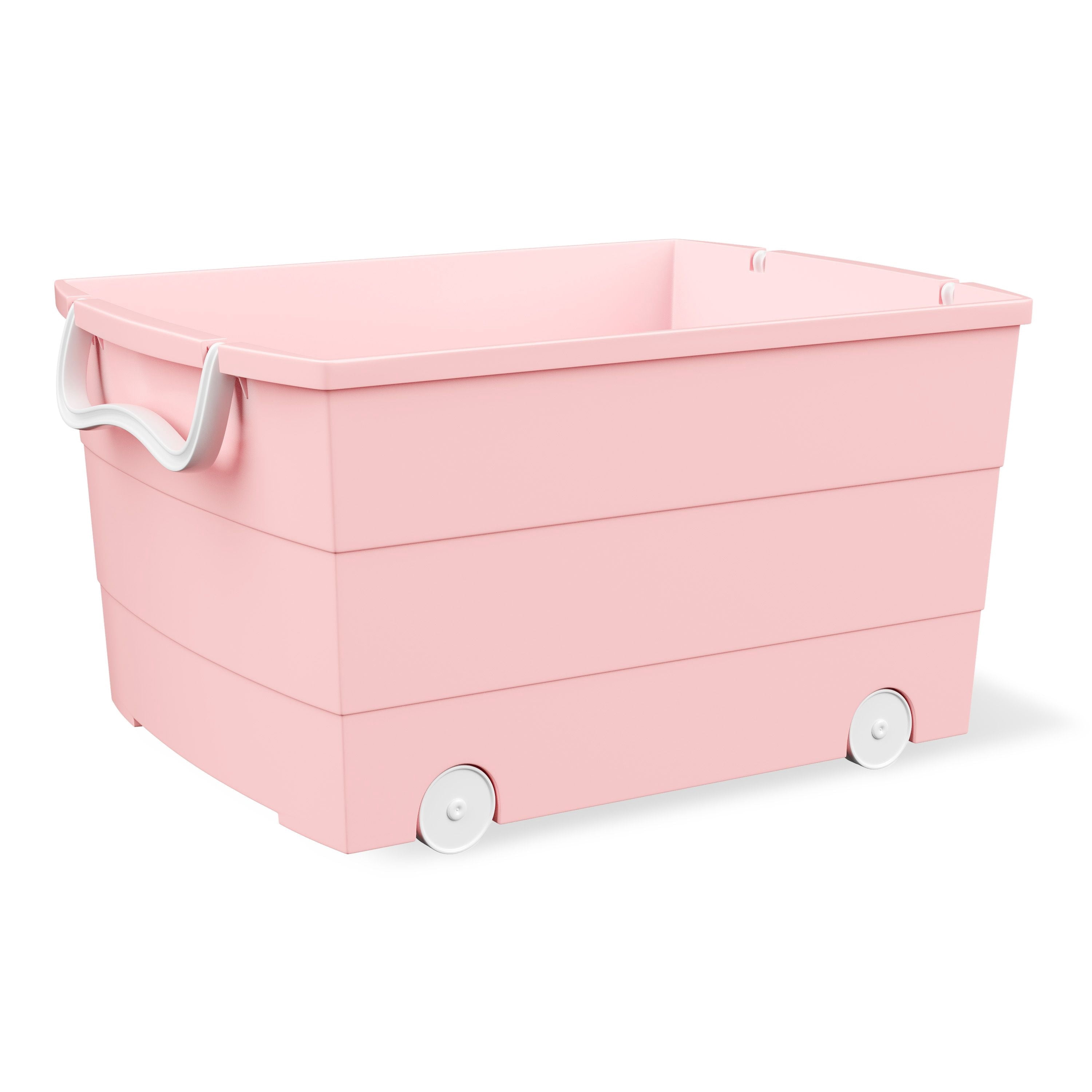 Mainstays Kids Large Rolling Toy Storage Basket with Handles (Pink, 16.25 in x 22 in x 11.25 in) a6j66