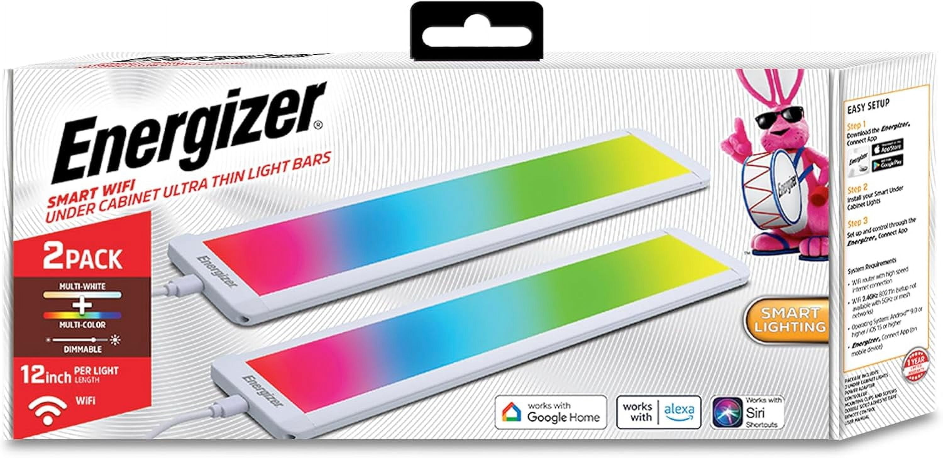 Energizer Smart Under Cabinet LED Light Bars with RGB and Multi-White Lighting (White, 2-Pack, 12 in) jane3