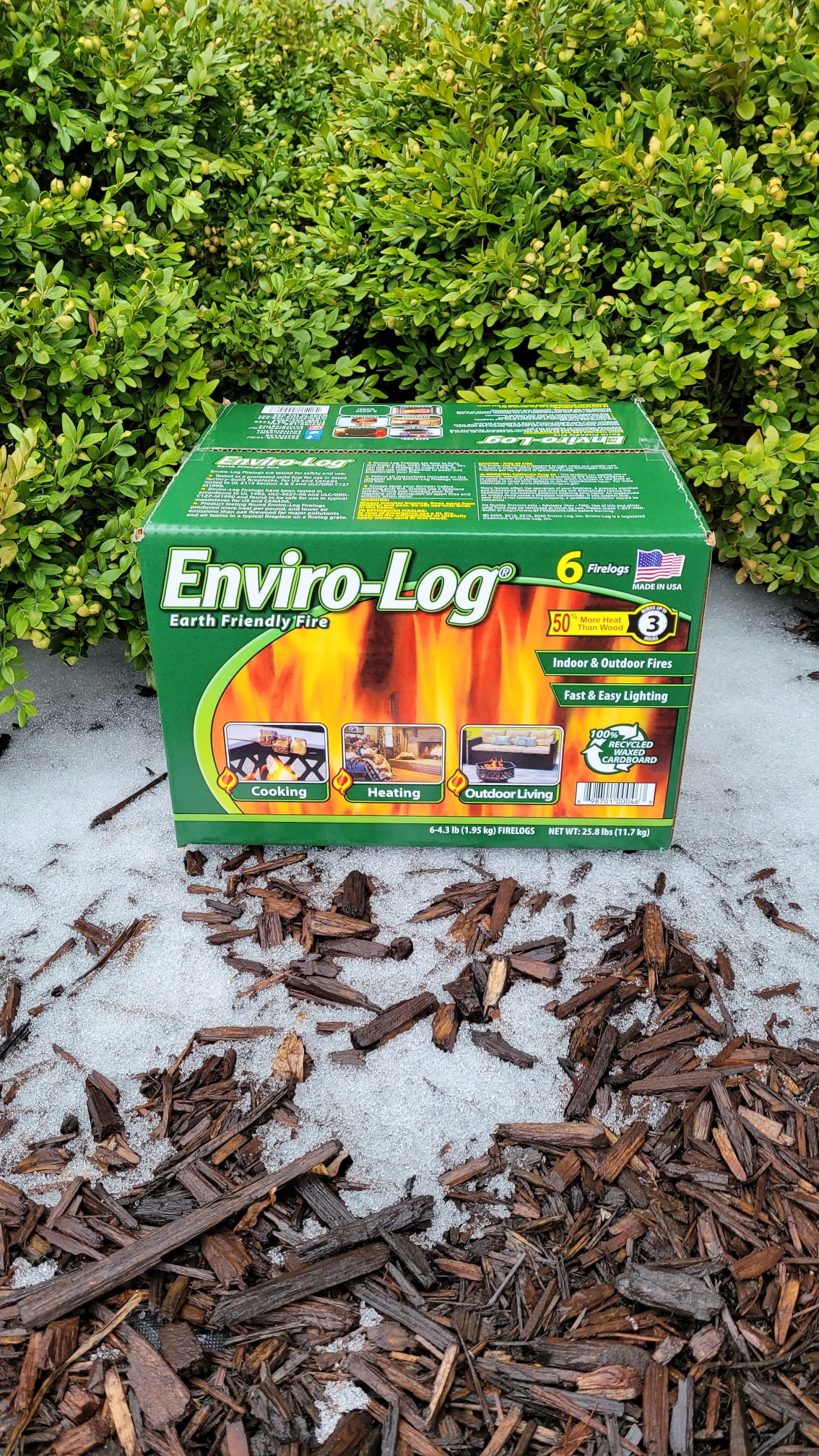 Enviro-Log Indoor and Outdoor Fire Logs, Clean-Burning Recycled Material (6 Count, 4.3 lb Each) gt8pj