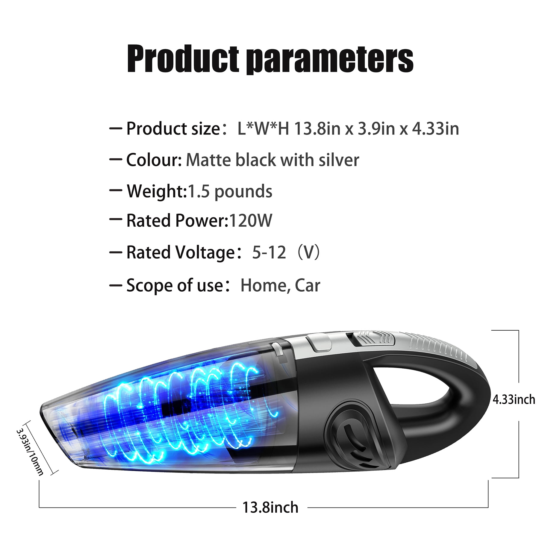 Juyafio Cordless Handheld Vacuum Cleaner with 10000PA Suction, Portable Rechargeable Design for Car and Home (Blue) qvyag