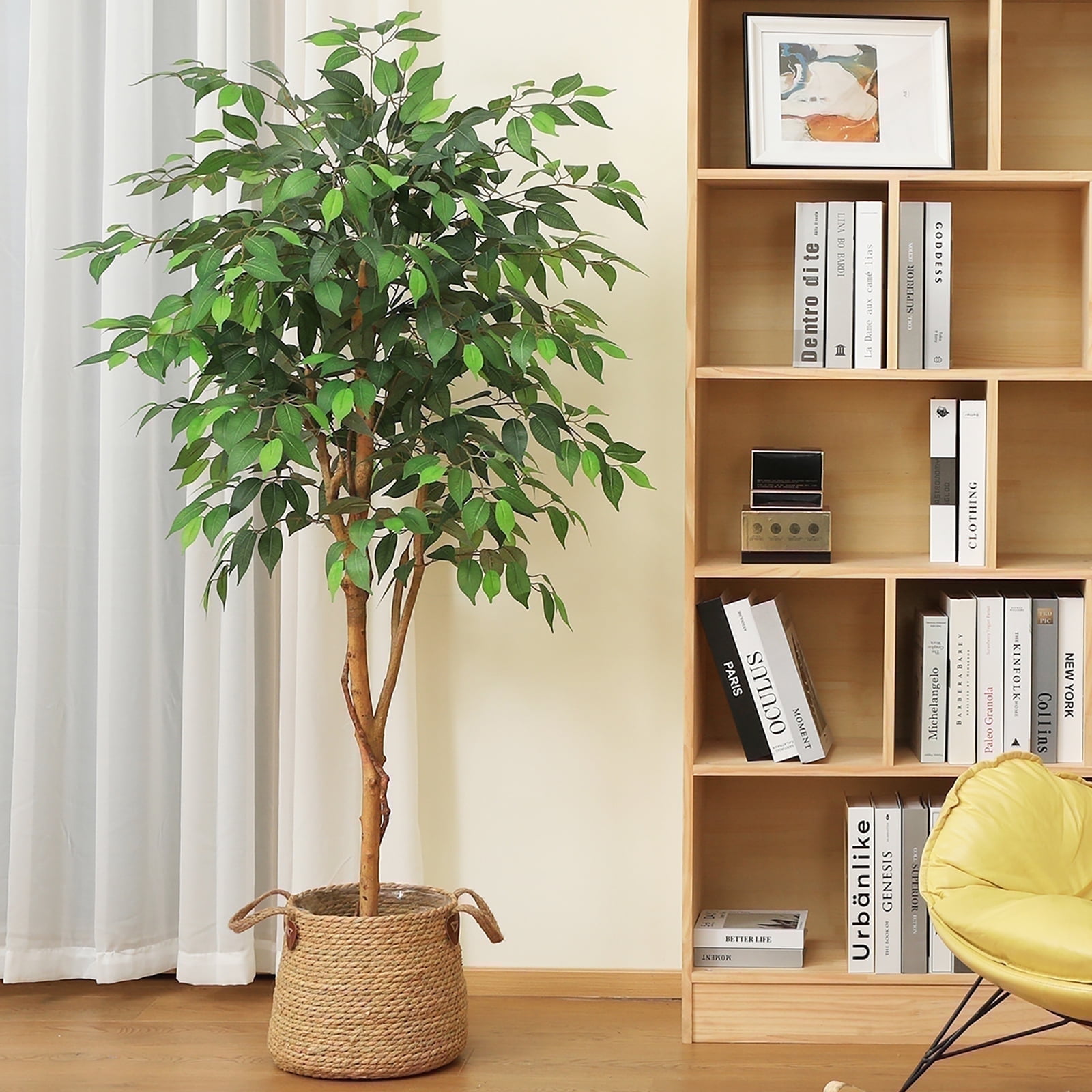 DR.Planzen Artificial Ficus Tree, Lifelike Indoor Floor Plant with Natural Wood Trunk (Green, 60 in) jofpa