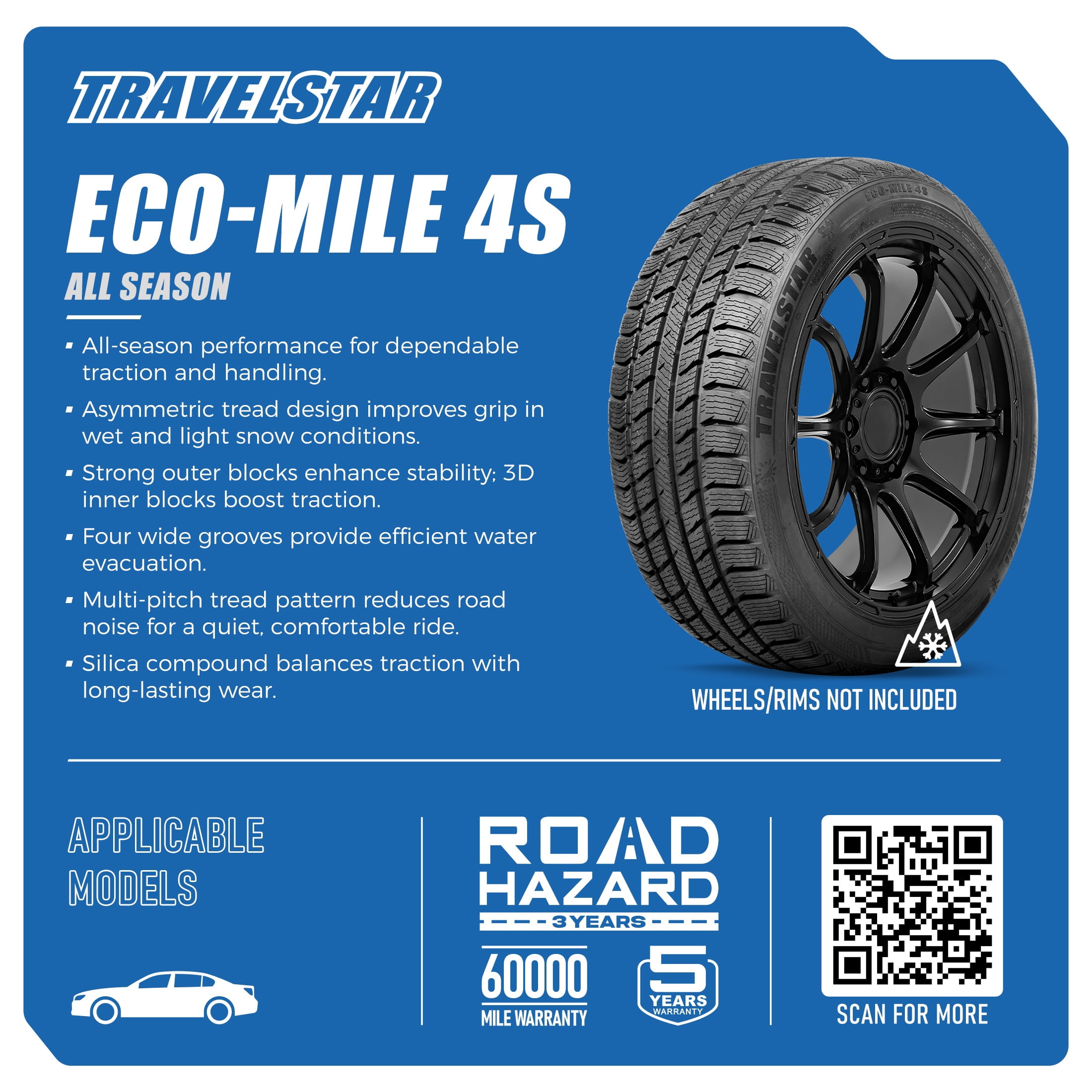 Travelstar ECO-MILE 4S All-Weather Passenger Tire (205/60R16 92H) irtzd