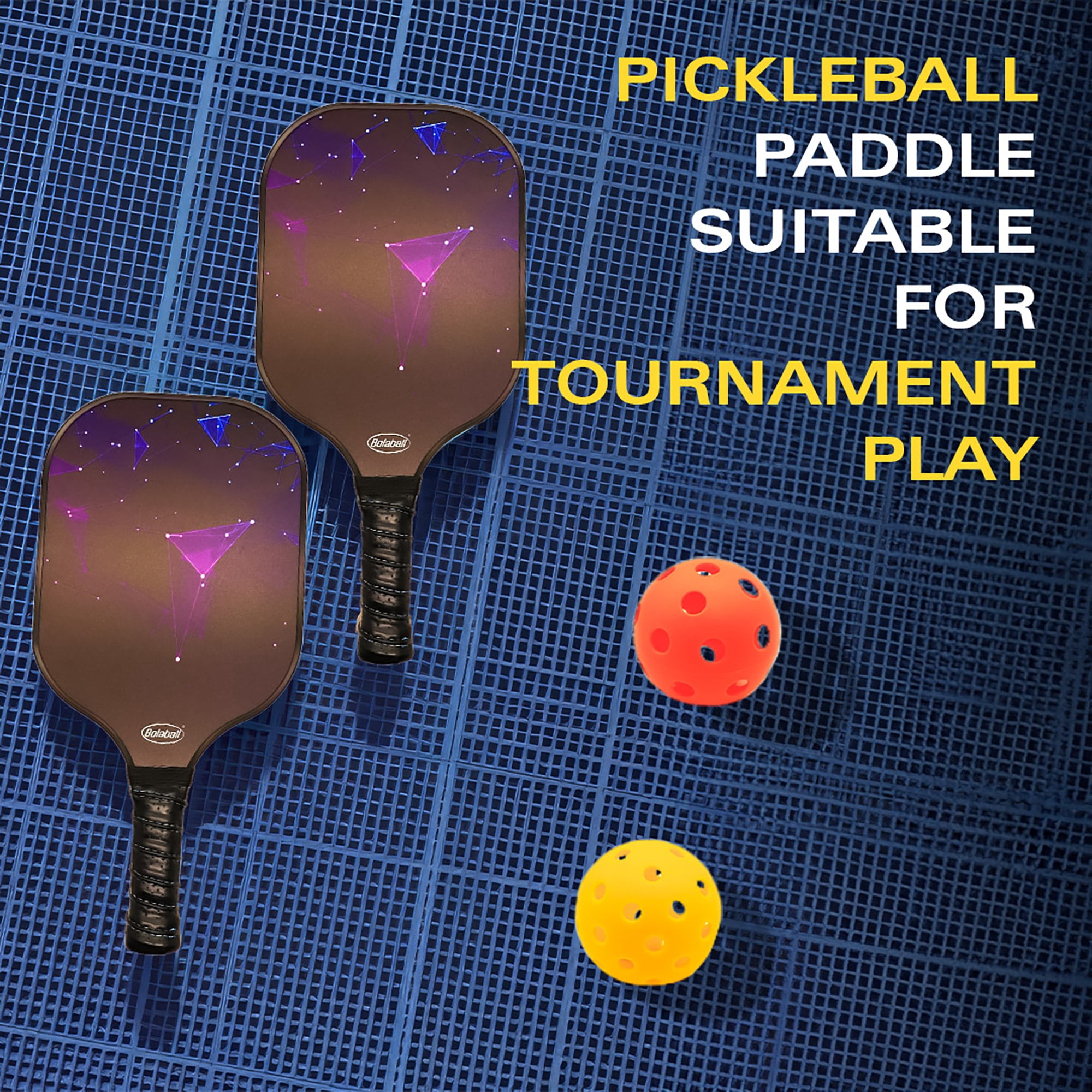 Bolaball Pickleball Paddle Set (4 Fiberglass Rackets, 4 Balls, Carry Bag, 7.8 oz) wkw39