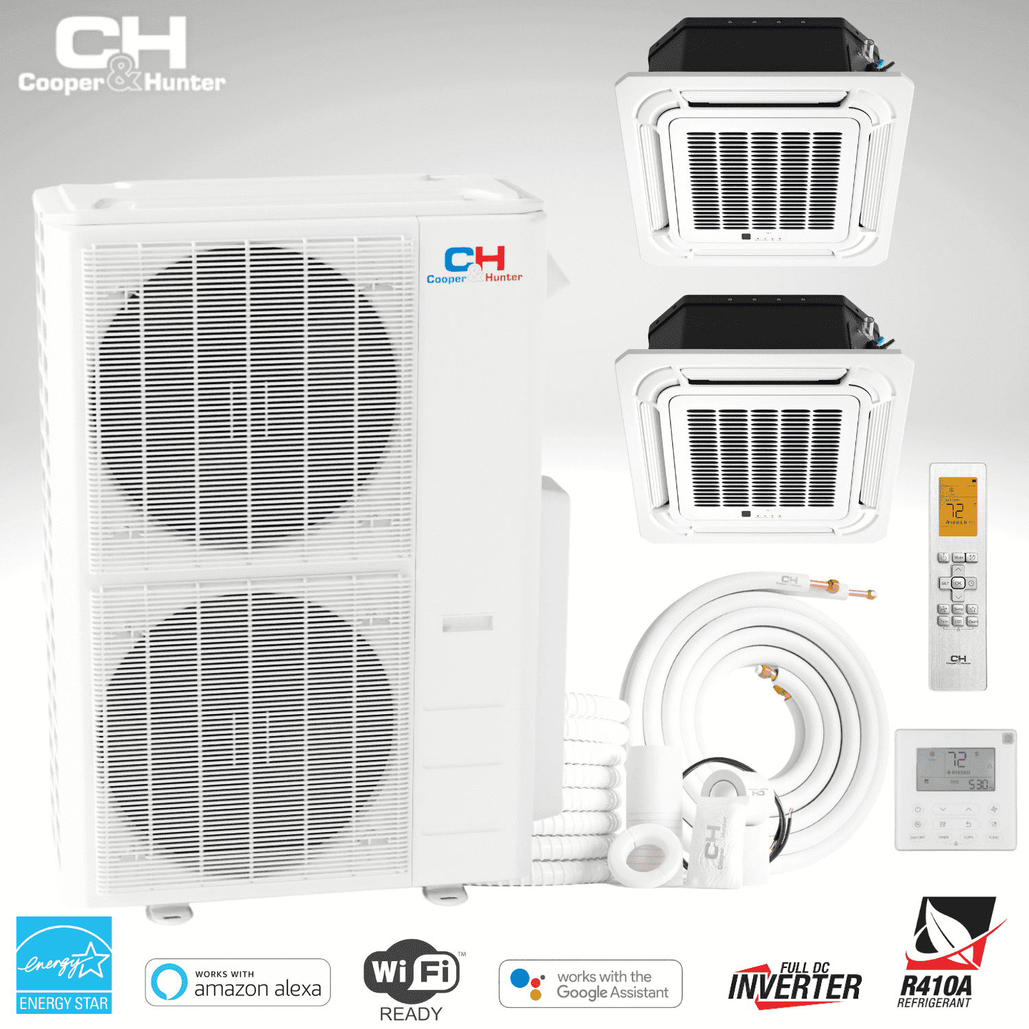 Cooper & Hunter 48000 BTU Dual Zone Mini Split Heat Pump Air Conditioner (White, 3000 Sq Ft) moqku