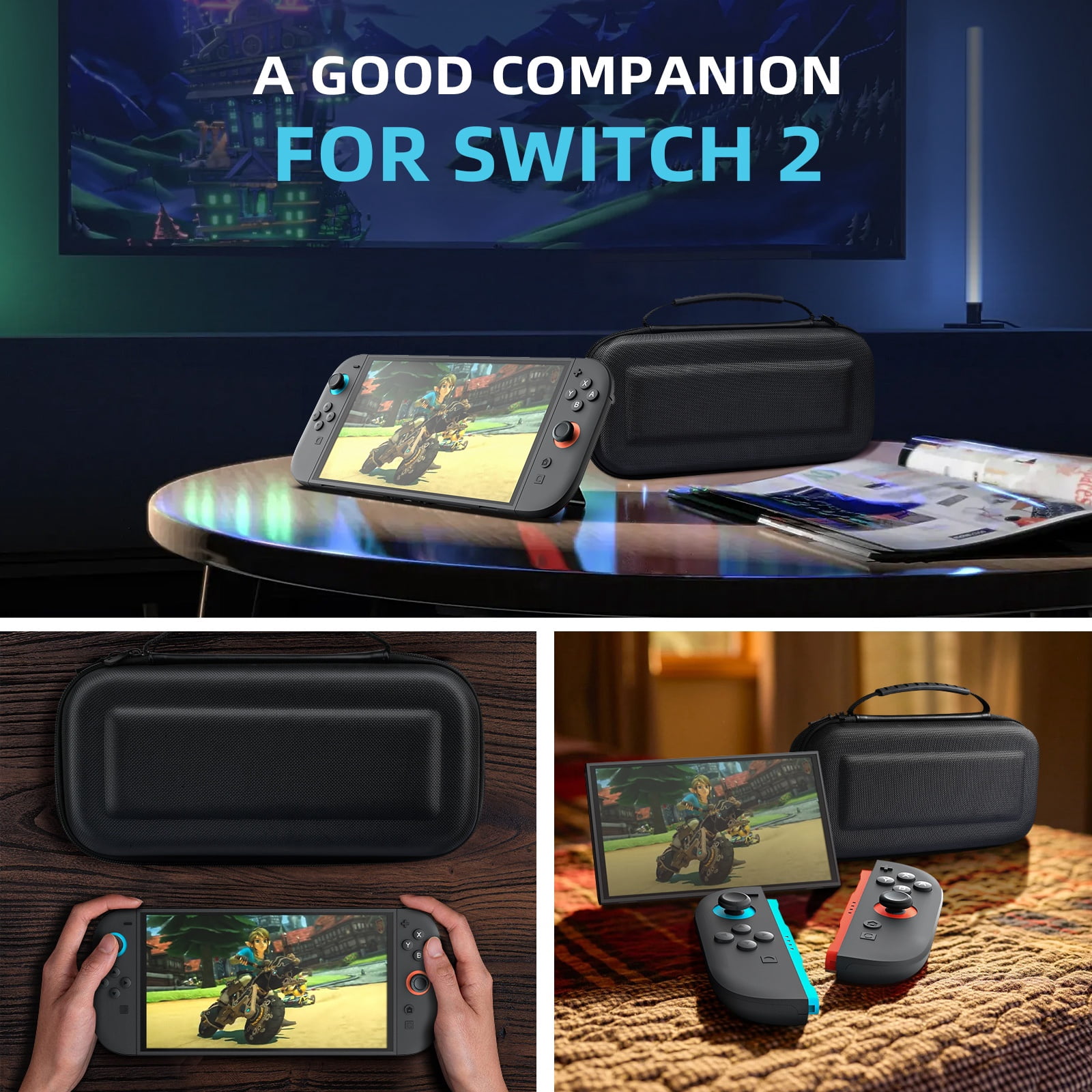 TiMOVO Hardshell Carrying Case for Nintendo Switch 2, Waterproof Travel Organizer with 10 Game Card Slots (Black) 4osu4