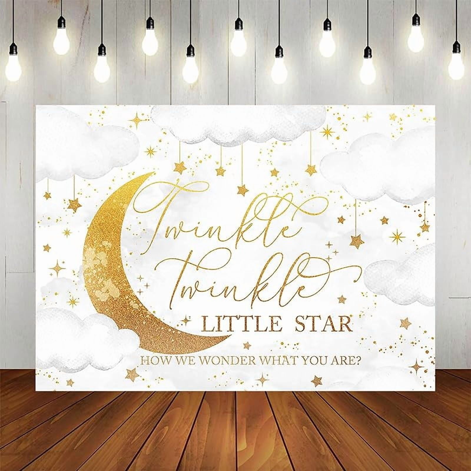 SUNESTOWEL Twinkle Twinkle Little Star Backdrop for Gender Reveal Party (White, 7 ft x 5 ft) oue45