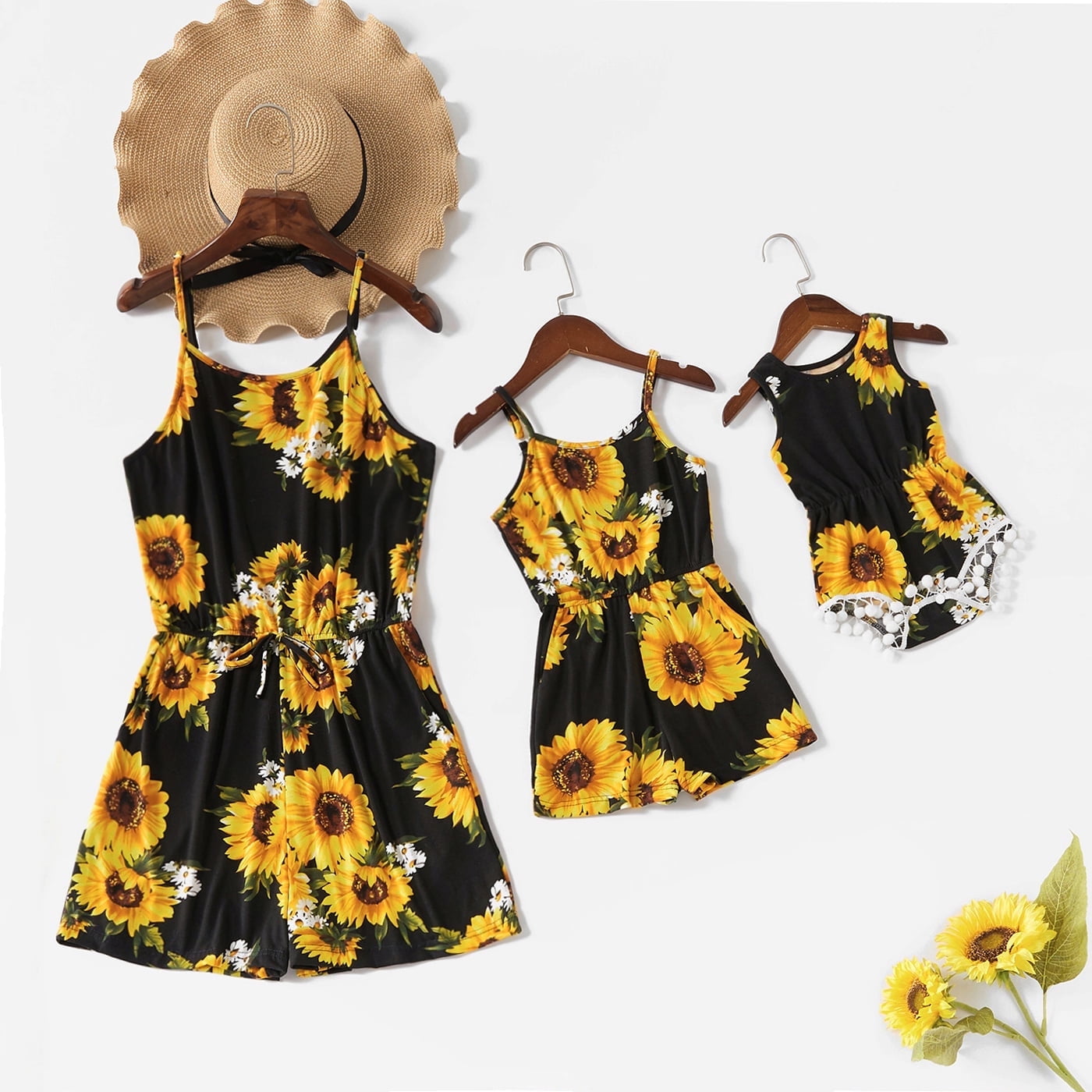 PatPat Baby Girl Bodysuit Mommy and Me Matching Striped Summer Outfit (Black, 0-18M) sjoqt
