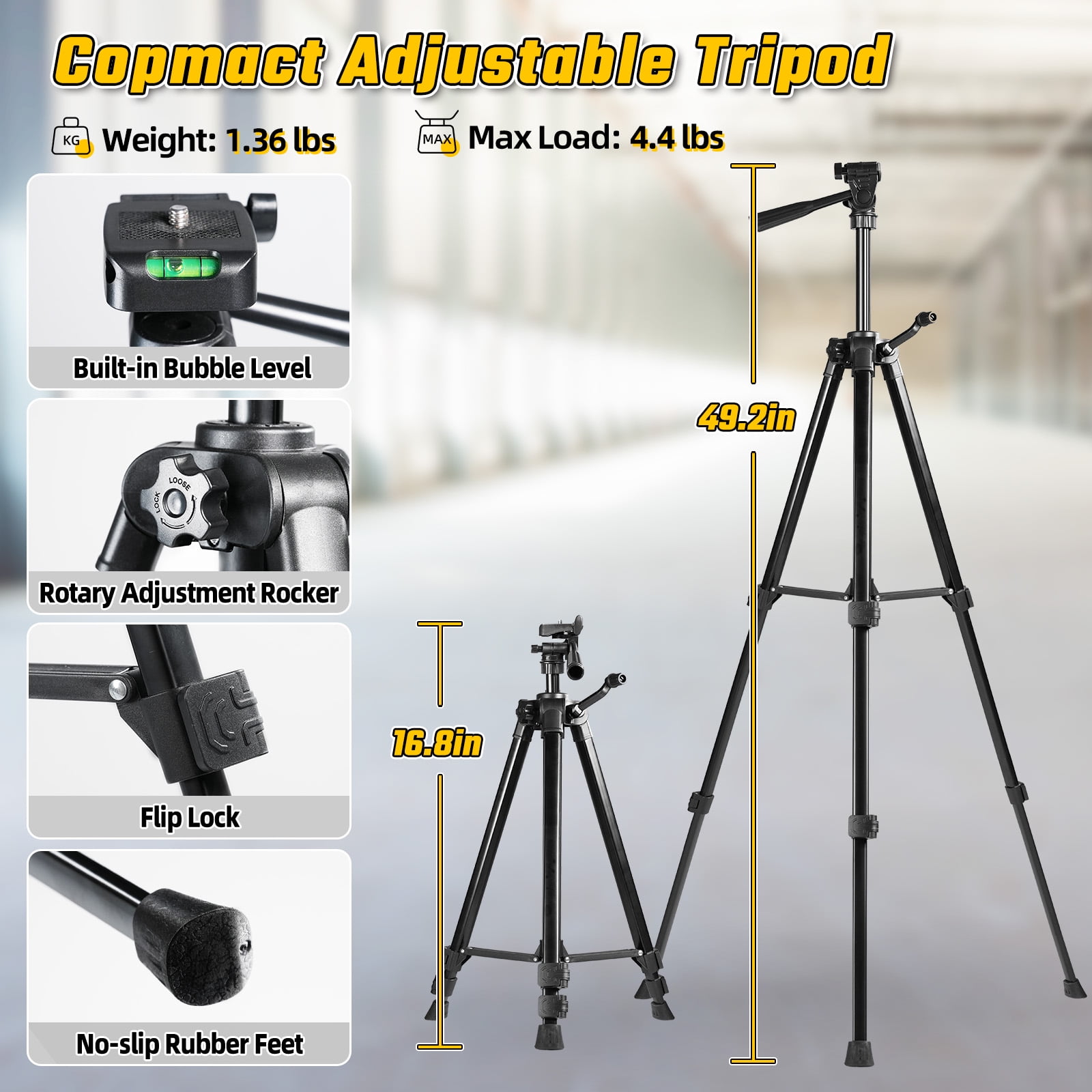 IKOVWUK 3x360° Cross Line Laser Level Kit with Remote Control and Adjustable 59.8-inch Tripod (Green, 1 Kit) il06z