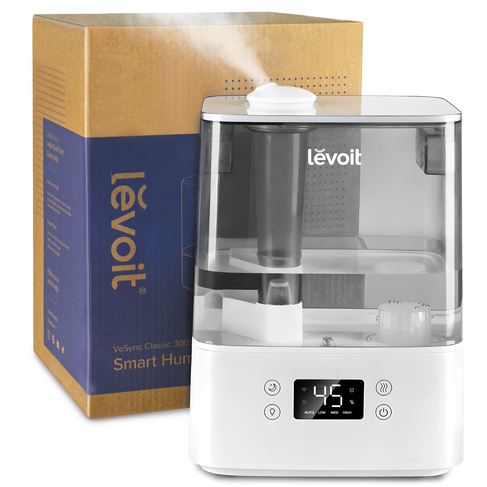 Levoit Smart Ultrasonic Cool Mist Humidifier for Large Rooms, Top Fill with Nightlight (Gray, 1.59 gal) lwhco