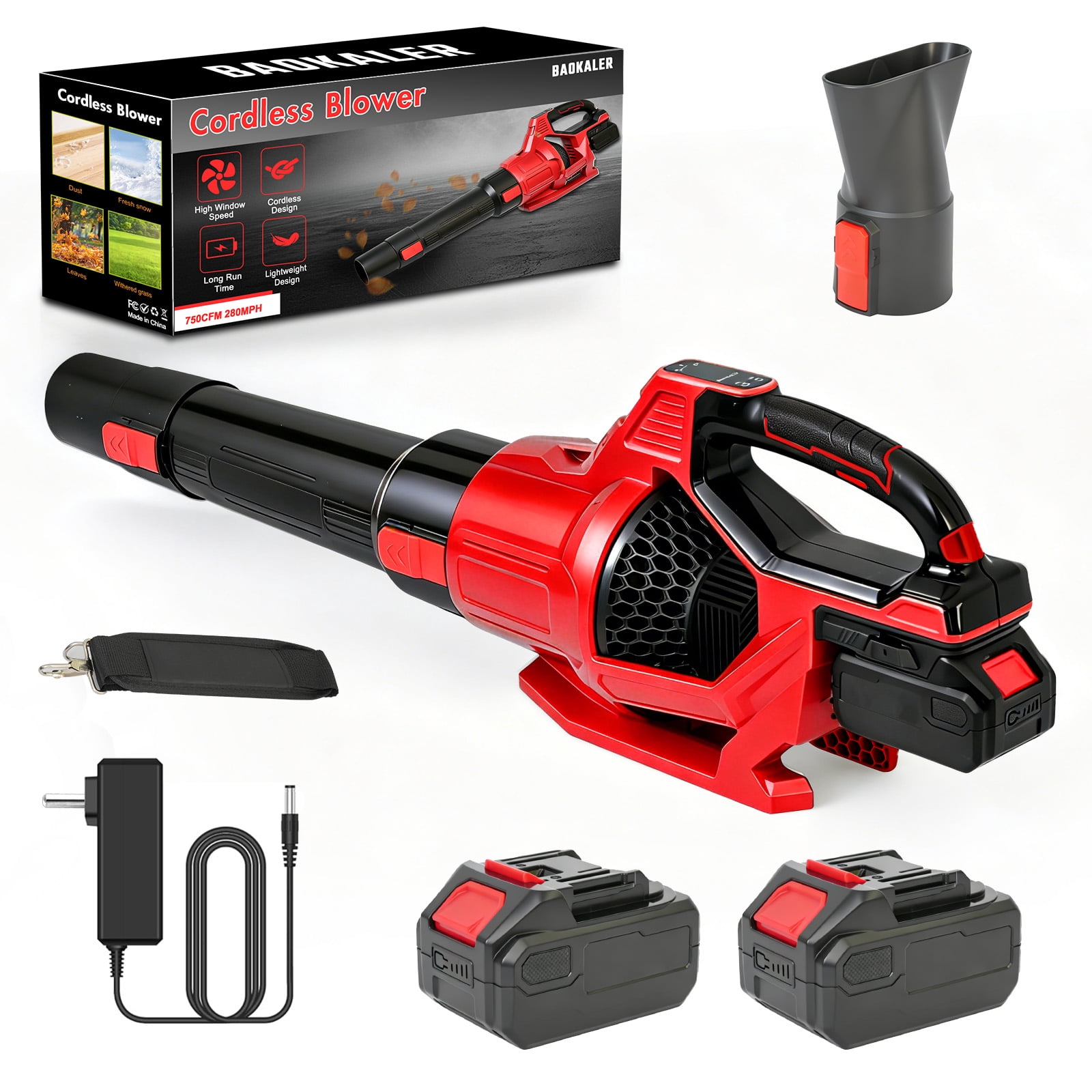 CATGOOD 21V Cordless Leaf Blower 750CFM 280MPH (3-Speed, 2x 4.0Ah Batteries) 3w8y4