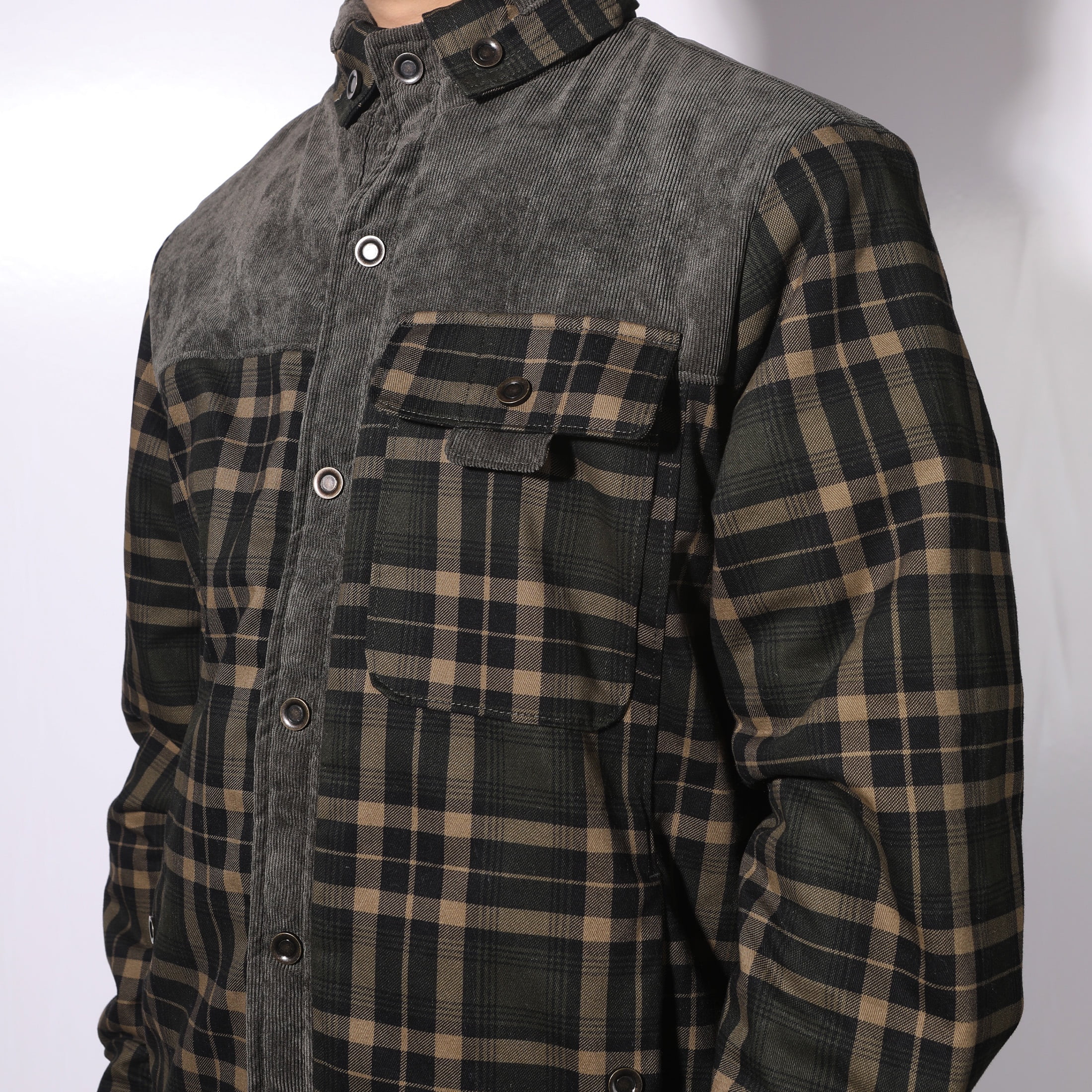 Zaitun Men's Flannel Jacket Plaid Sherpa Lined Shirt Snap Button Winter Coat (Green, XL) ap2qu